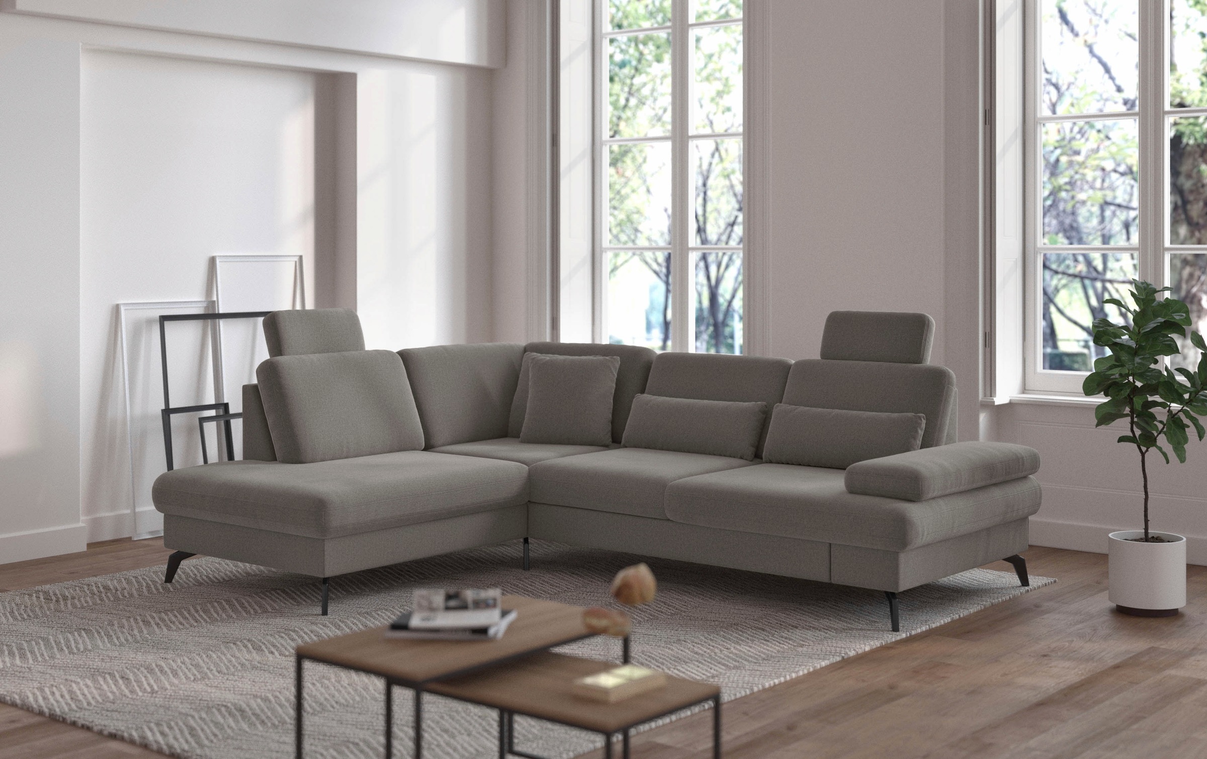 sit&more Ecksofa »Morris L-Form, inkl. Sitztiefenverstellung«, wahlweise mit Armteilverstellung, Bettfunktion & Bettkasten