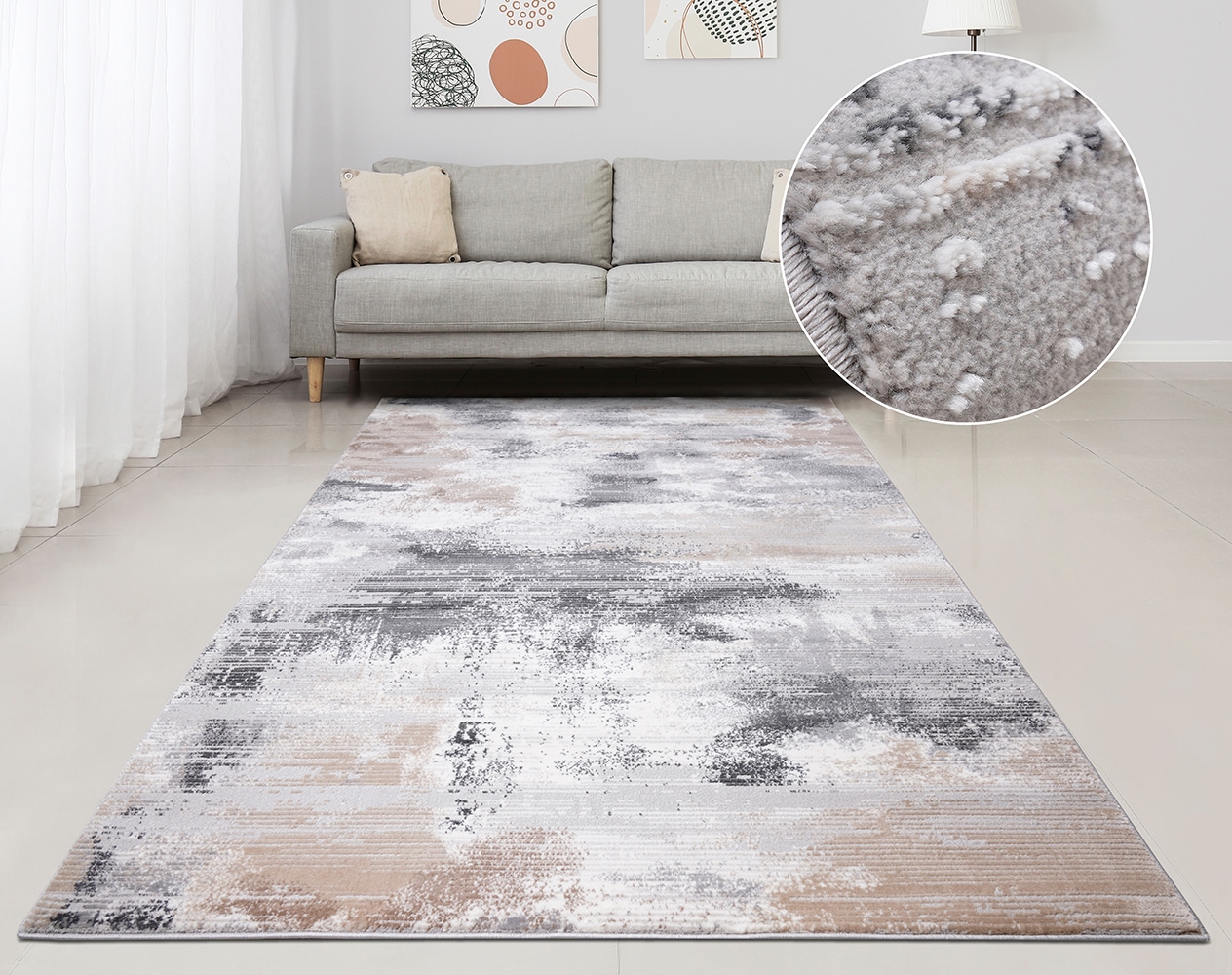 my home Teppich »Oleas« rechteckig 24 mm Höhe Vintage-Look, abstraktes Design, weiche Haptik, pflegeleicht