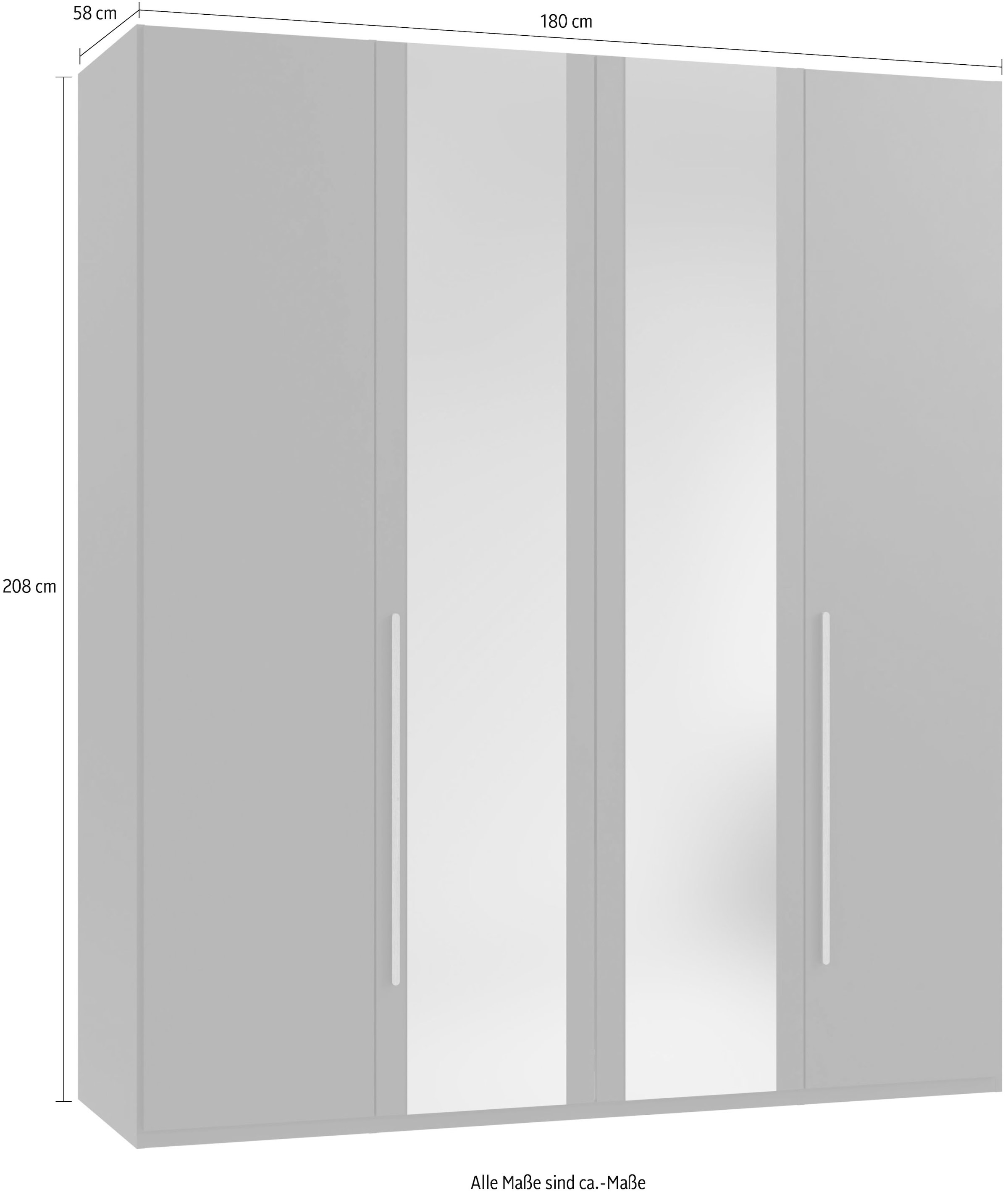 Wimex Drehtürenschrank »London in den Breiten 180cm, 225cm und 270cm erhältlich, inkl. Spiegel« Kleiderschrank wahlweise mit Basic- o. Premium-Ausstattung erhältlich