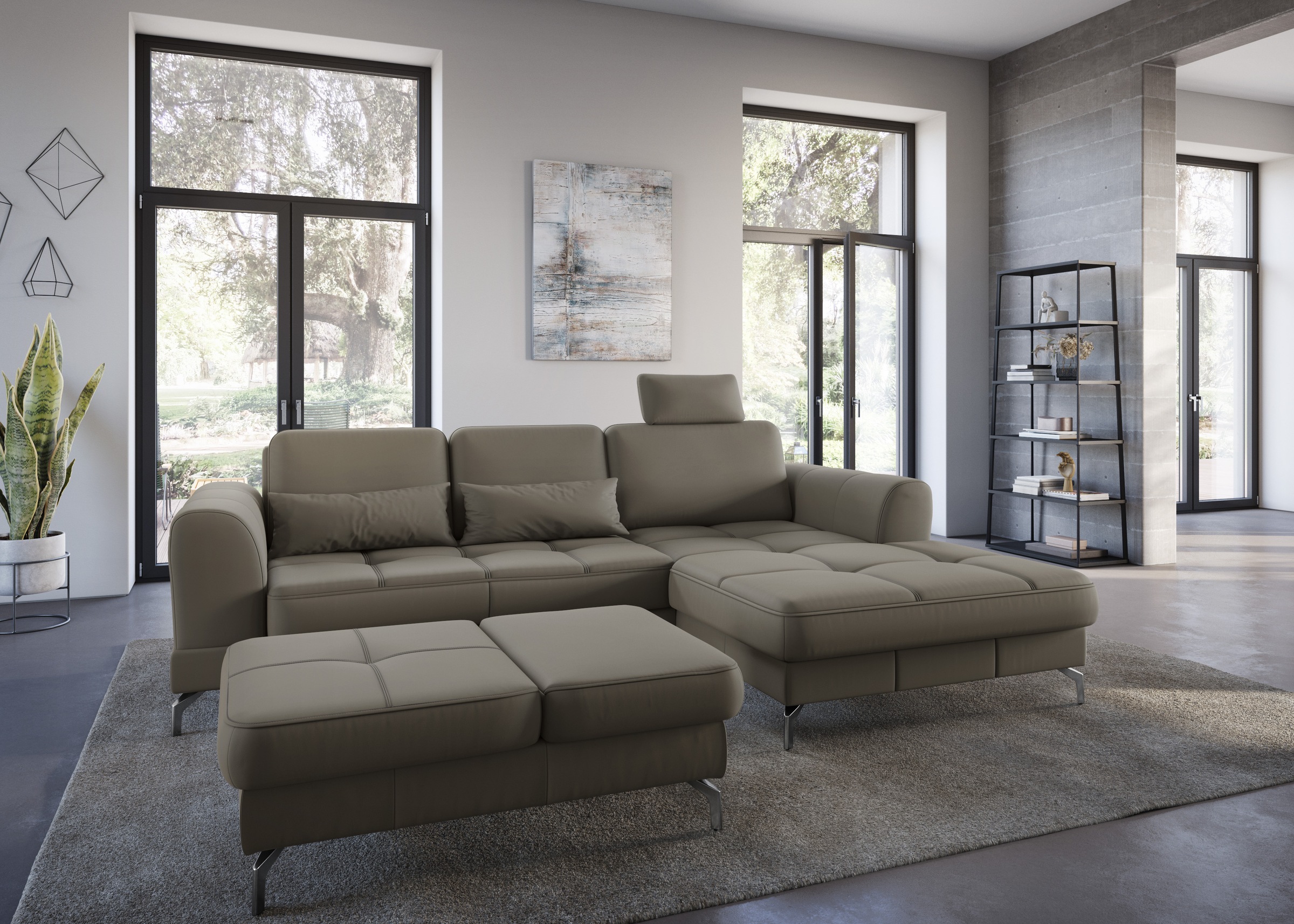 sit&more Ecksofa »Bendigo L-Form«, inklusive Sitztiefenverstellung, Bodenfreiheit 12 cm, in 2 Fußfarben