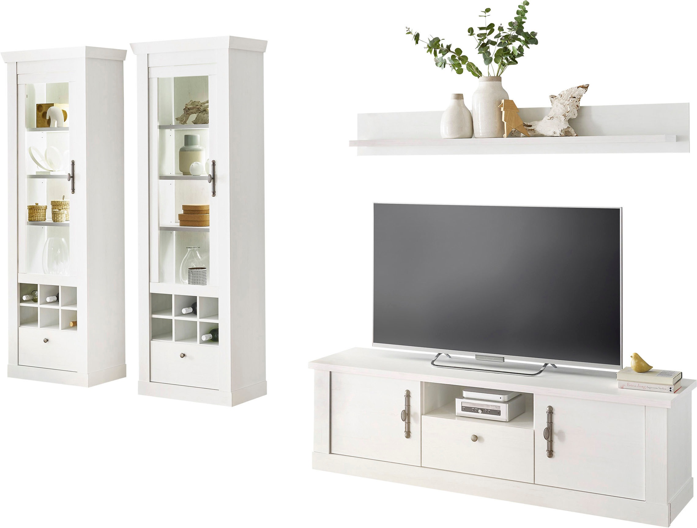 Home affaire Wohnwand "RAVENNA" 4 Stk. tlg. im romantischen Landhausstil, G günstig online kaufen