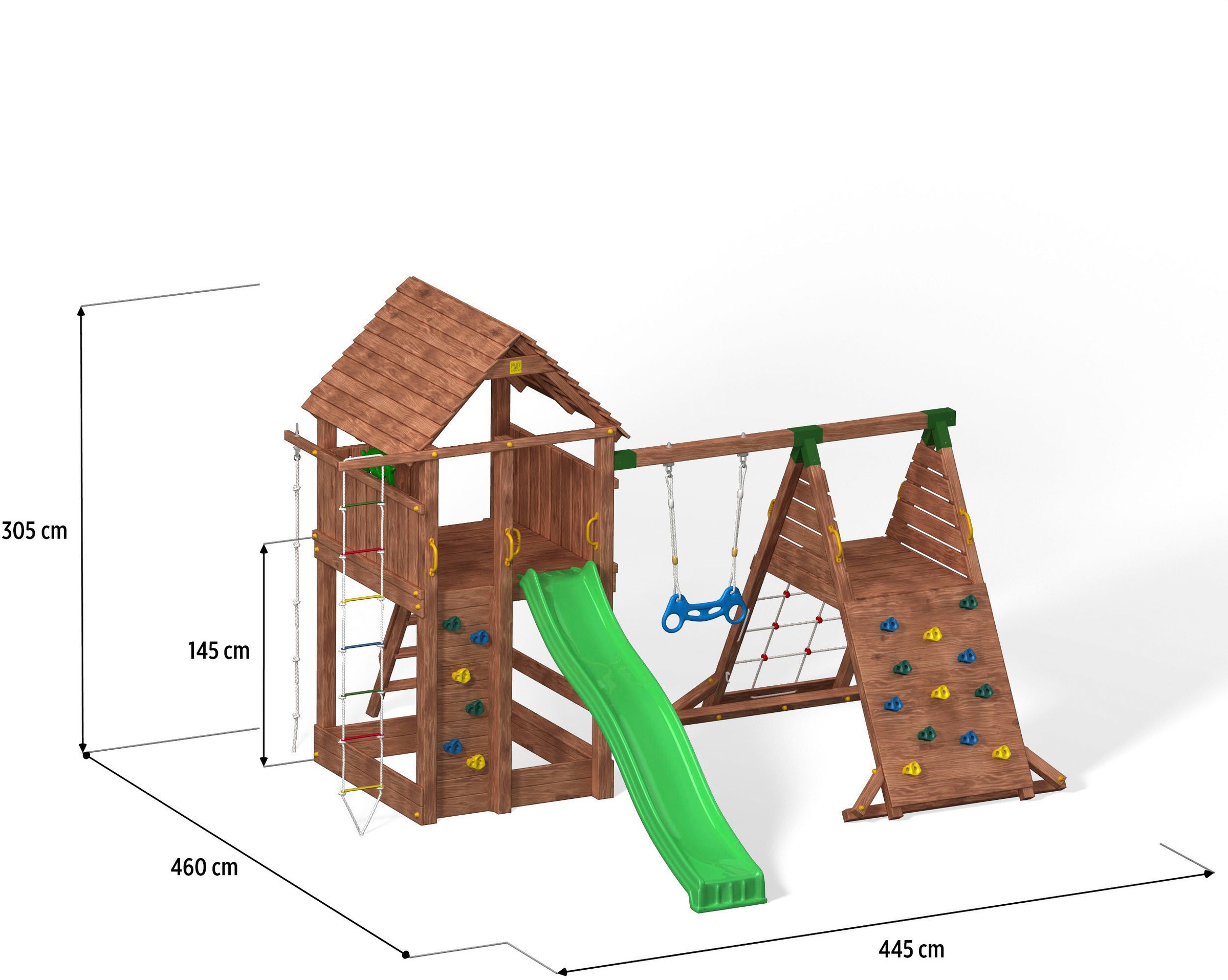 FUNGOO Spielturm »FORTRESS Spider+«, mit Schaukel & Rutsche, Klettererweiterung