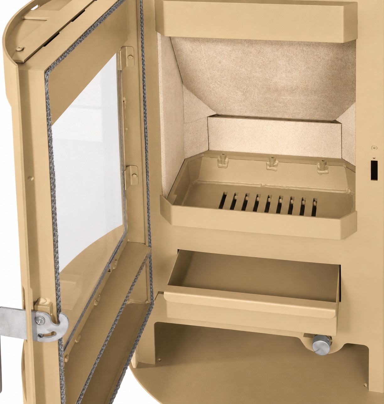 Hanseatic Kaminofen »PARMA Stahl beige, die Trendfarbe, Lieferung bis ins Wohnzimmer« NEU und Exklusiv mit Standsteinteefach