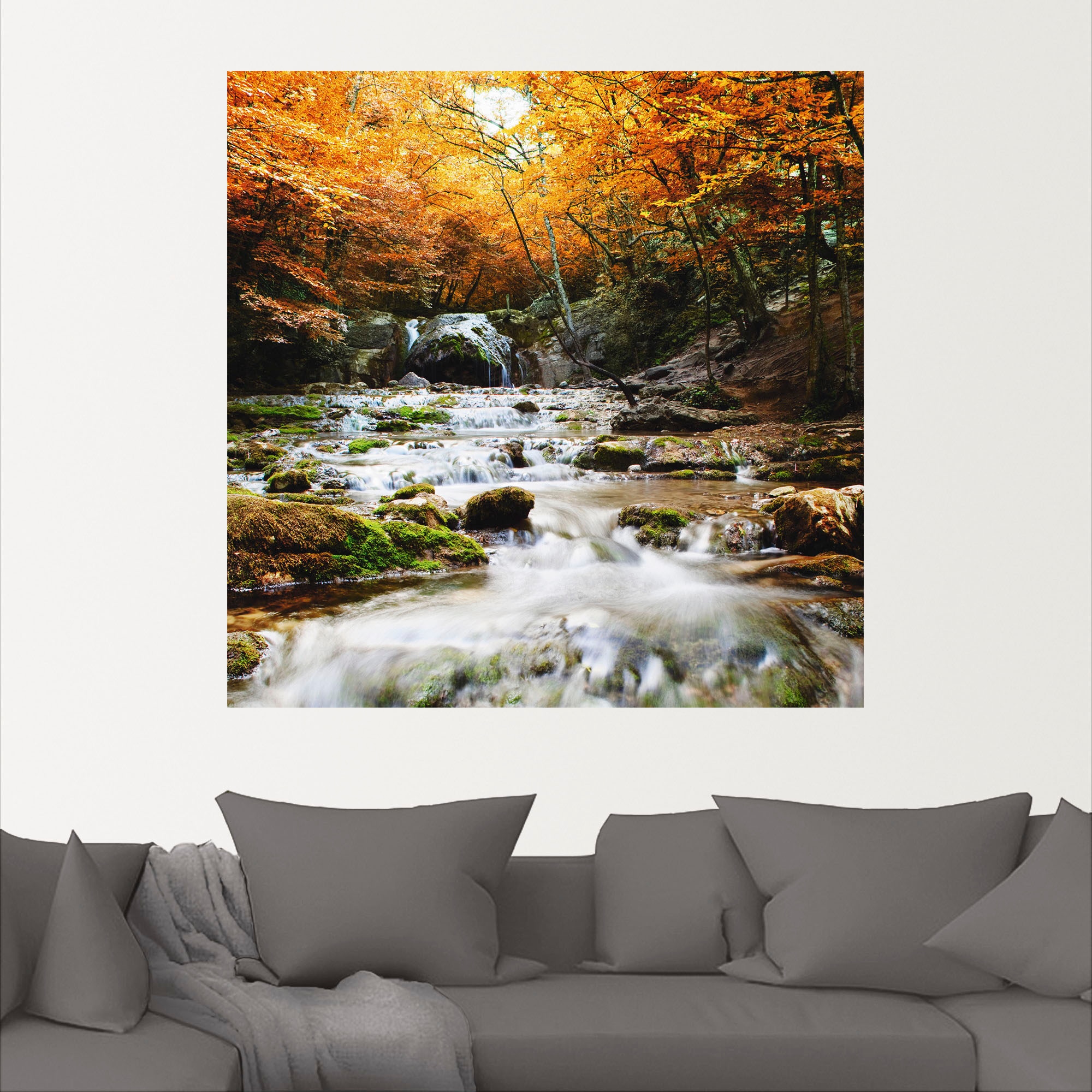 Artland Wandbild »Herbstlicher Wasserfall«, Gewässer, (1 St.), als Poster, günstig online kaufen