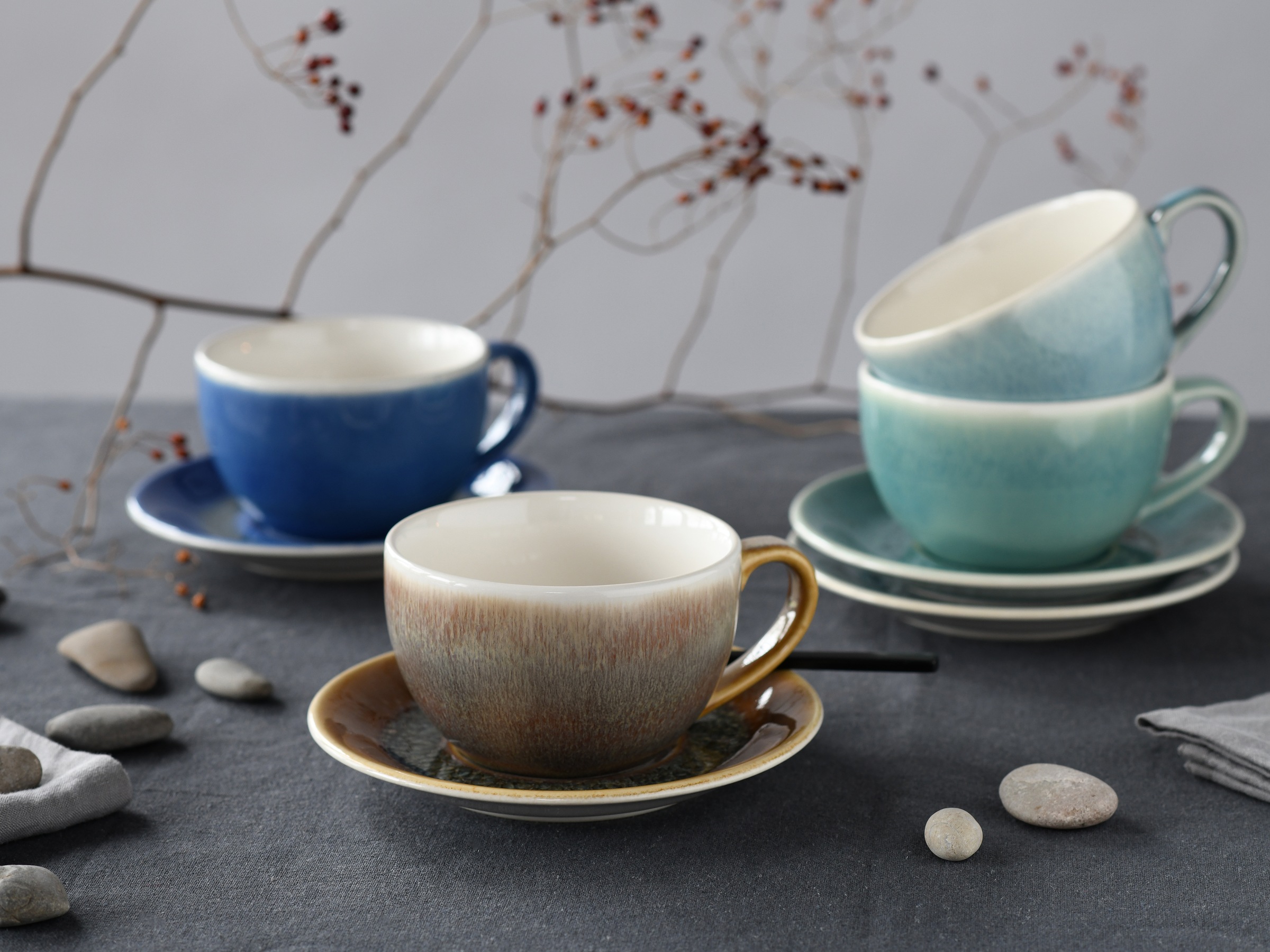 CreaTable Cappuccinotasse »Caldera Mix, Cappuccino-Set, 8-tlg.« Reaktivglasur