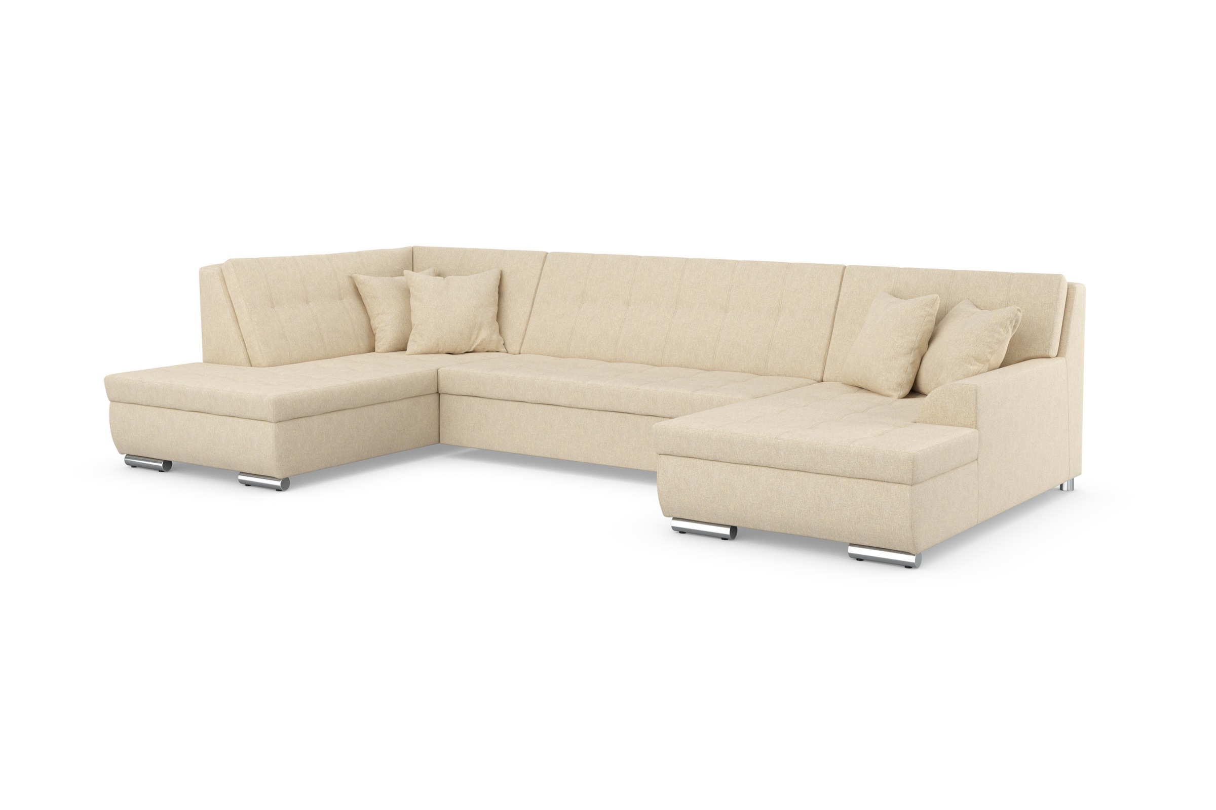 DOMO collection Wohnlandschaft »Treviso incl. Zierkissen, moderne Steppung, XXL: B/T/H: 364/201/83 cm«, wahlweise mit Bettfunktion, in vielen Bezugsarten auch in Cord U-Form