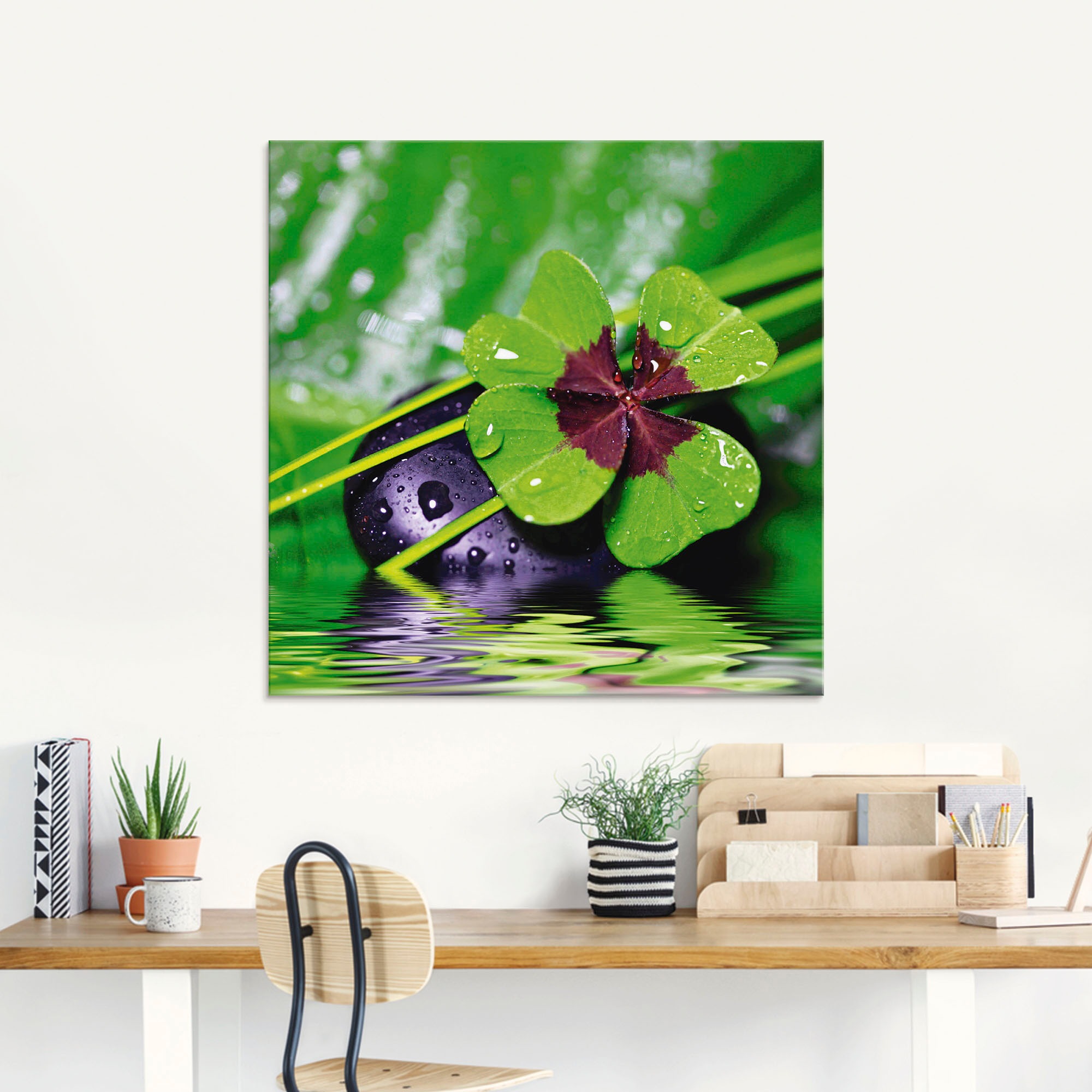 Artland Glasbild »Glücksklee... Entspann mal wieder« Zen 1 Stk. tlg. in ver günstig online kaufen