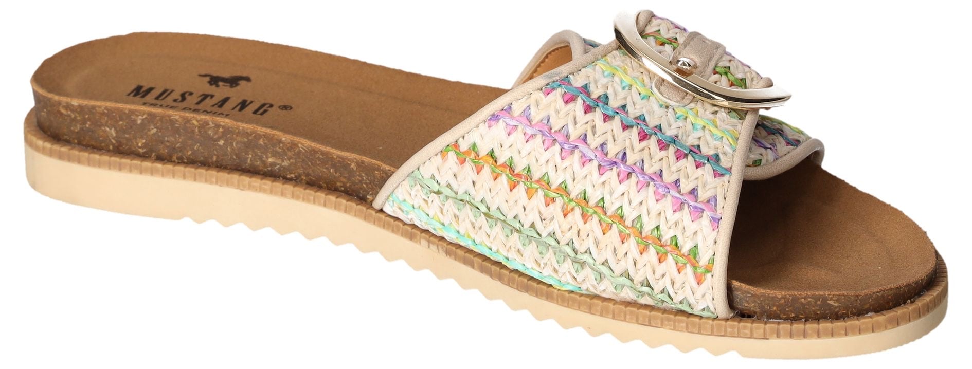 Mustang Shoes Pantolette, Flats, Sommerschuh, Sandale in Flechtoptik