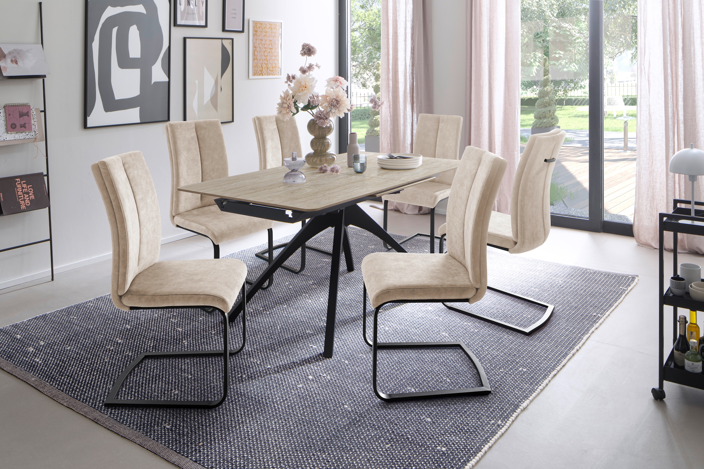 MCA furniture Esstisch »CERRITO Auszugtisch 160-220 cm - marmoriert«, (1 St.), Keramik,Metall,Synchronauszug,ausziehbar,8-10 Personen