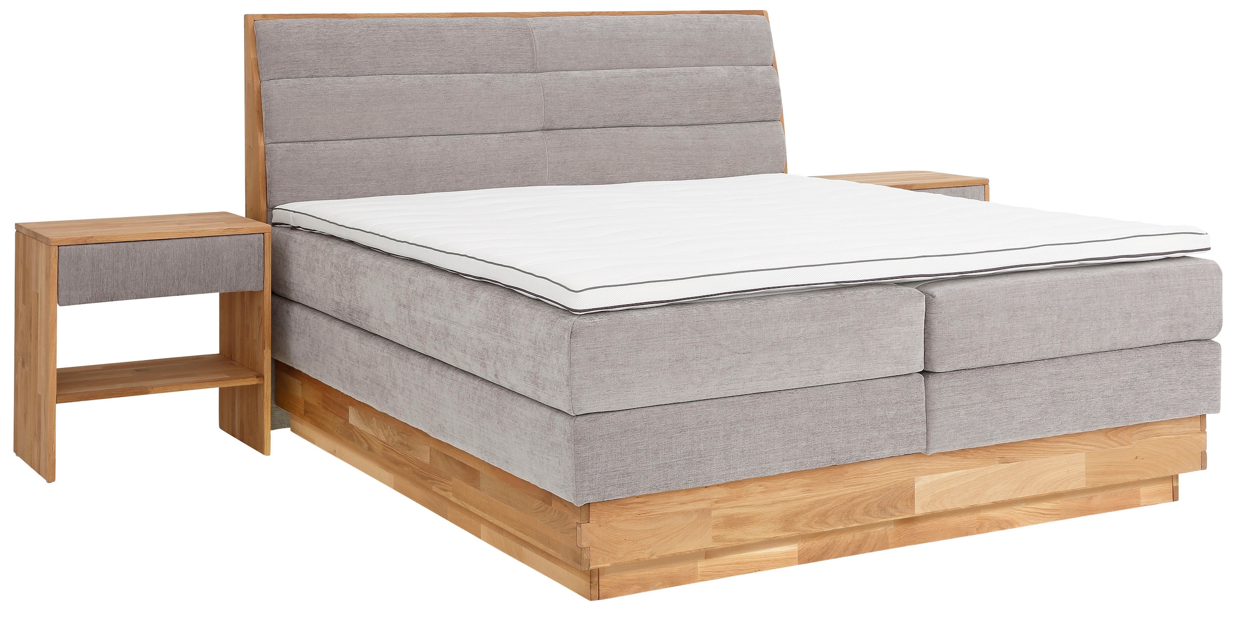 OTTO products Boxspringbett »Jenna«, ohne LED-Beleuchtung, mit zertifizierten, recycelten Bezugsstoffen