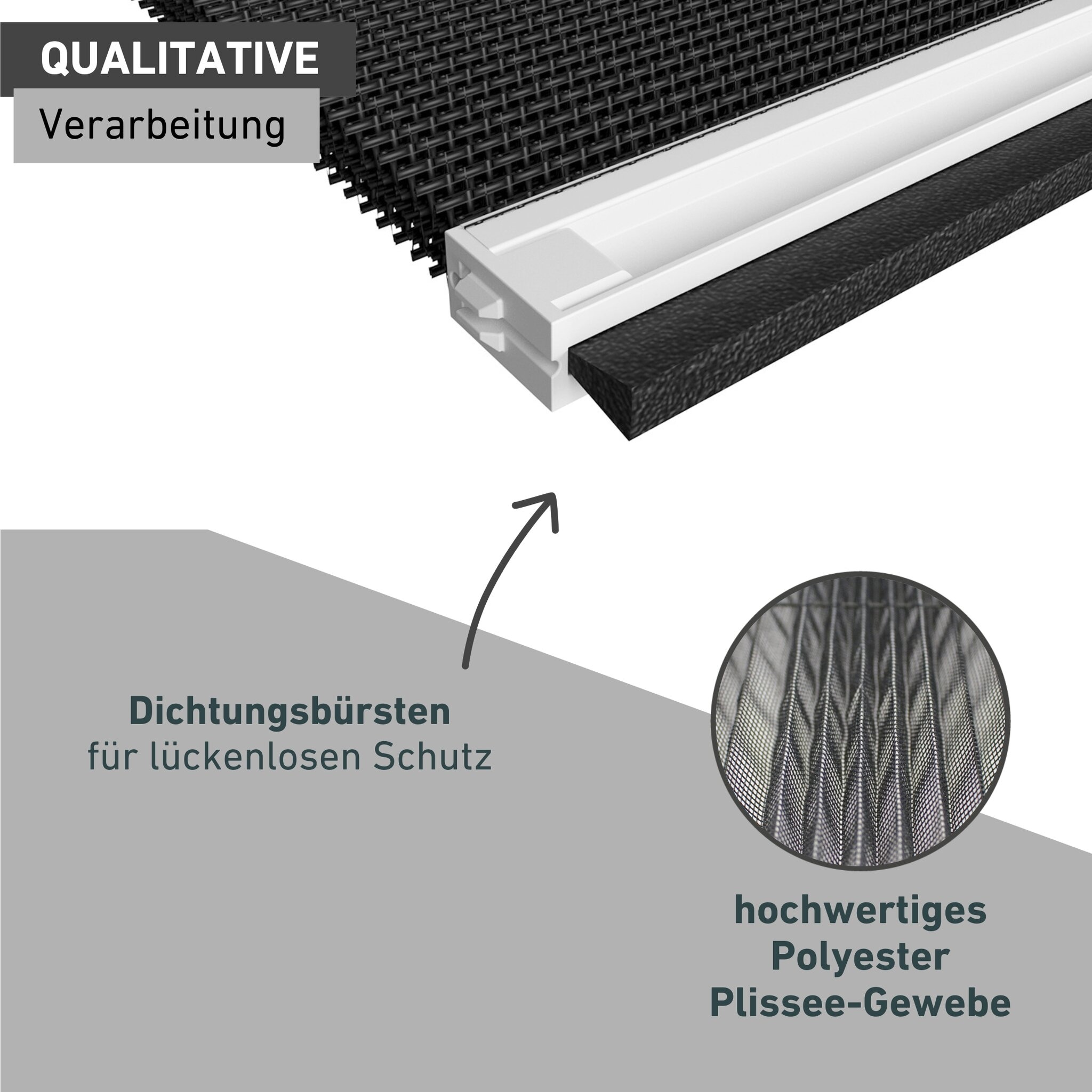 Windhager Insektenschutzplissee »Plisseefenster ULTRA FLAT«, halbtransparent, ohne Bohren, verspannt, Insektenschutz Plissee für Fenster ohne bohren 100 x 120 cm, weiß