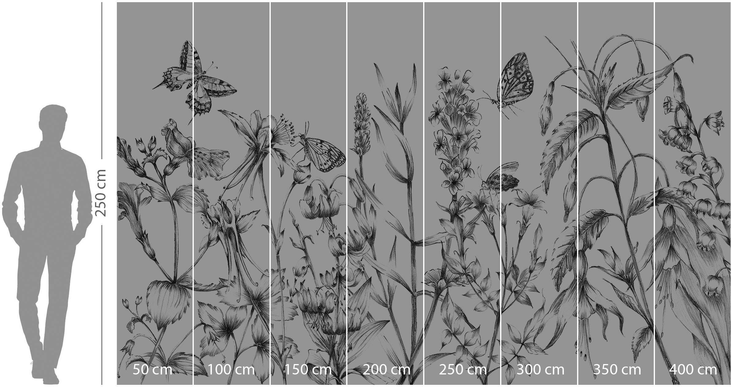 Komar Vliestapete »Digitaldruck Vlies - Butterfly Field - Größe 400 x 250 cm«, bedruckt, Wohnzimmer, Schlafzimmer