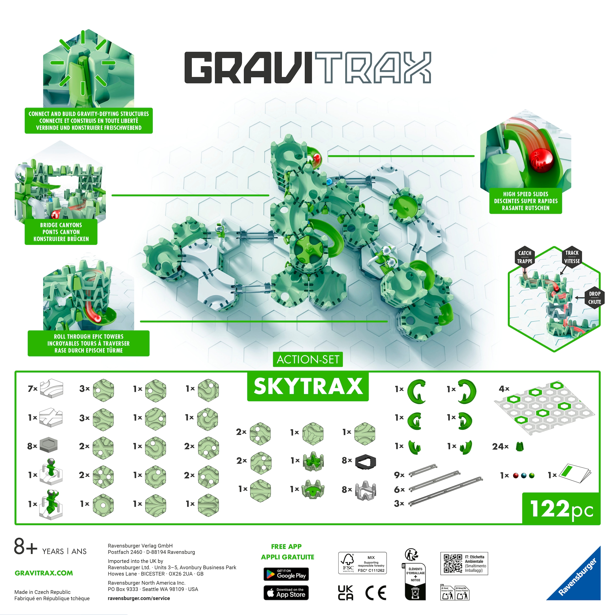 Ravensburger Kugelbahn-Bausatz »GraviTrax Action-Set M Skytrax«, Made in Europe