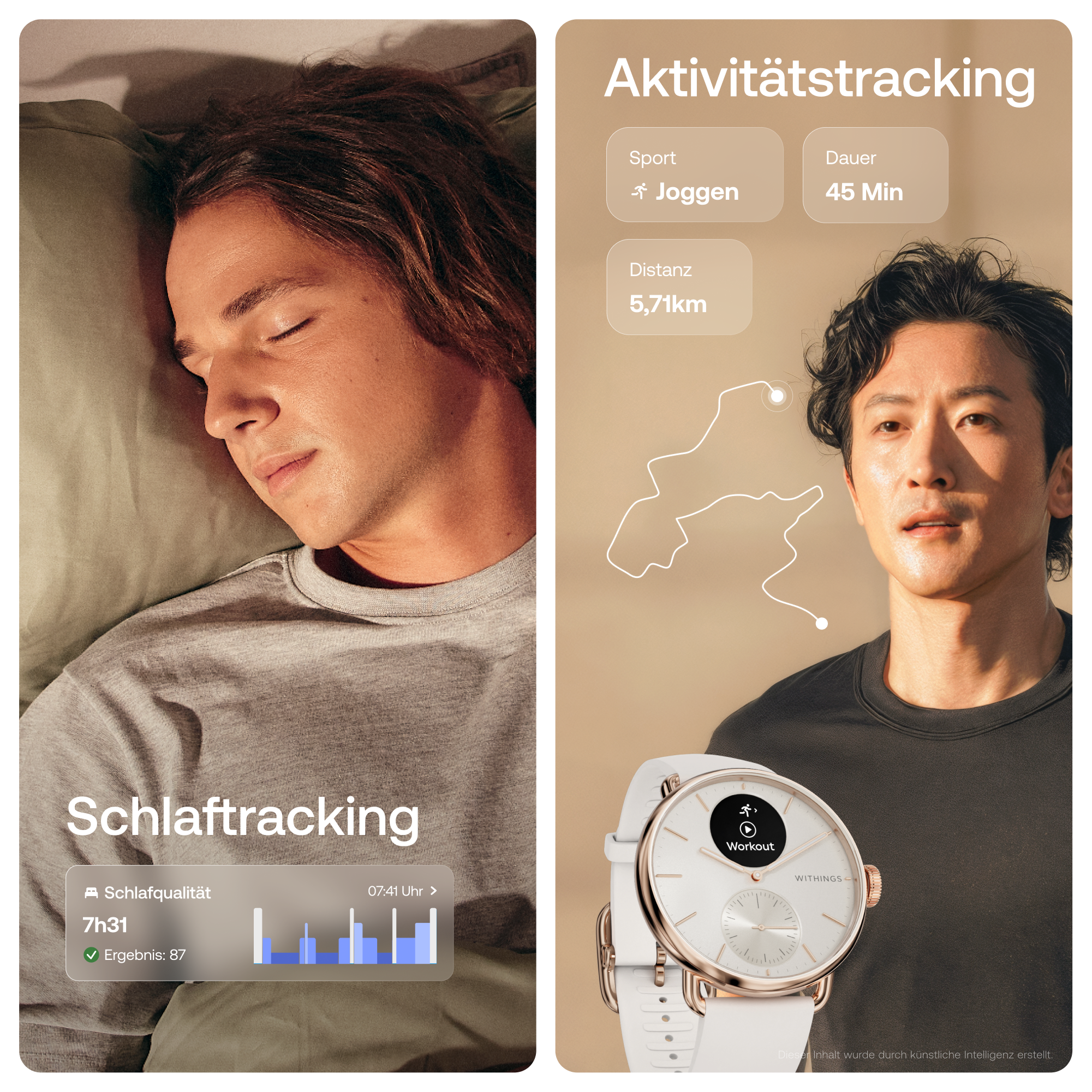 Withings Smartwatch »ScanWatch 2 38mm Rose Gold Blue« ( ) HealthSenseOS