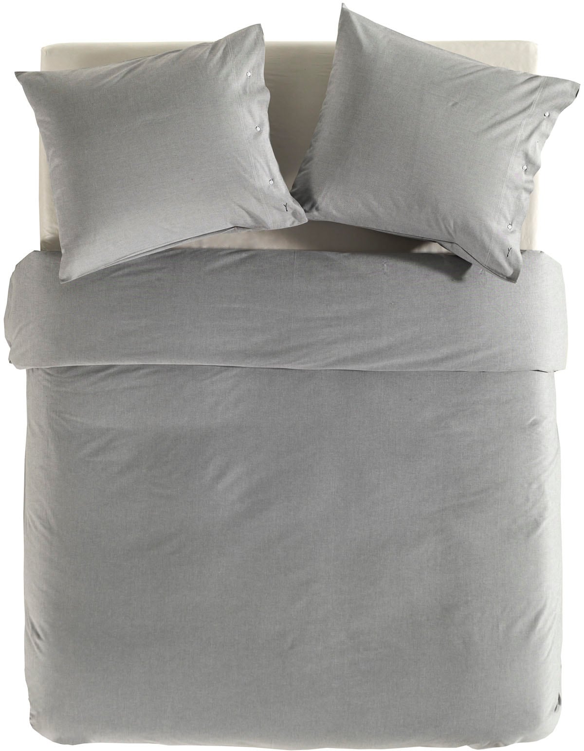 YELLOW Bettwäsche »Chambray« 2 tlg. Uni Design, 100% Baumwolle ab 135x200 c günstig online kaufen