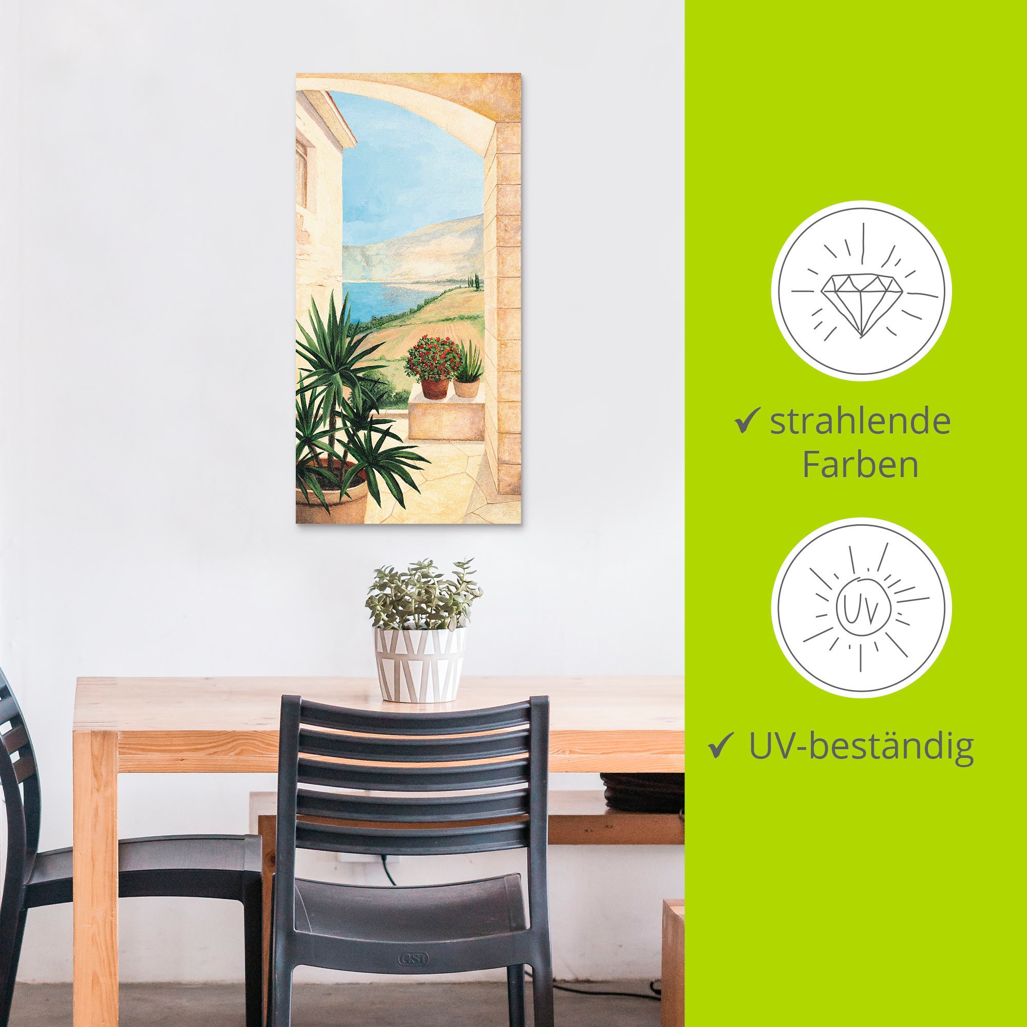 Artland Wandbild »Blick auf Toskanalandschaft«, Fensterblick, (1 St.), als Alubild, Outdoorbild, Leinwandbild, Poster, Wandaufkleber
