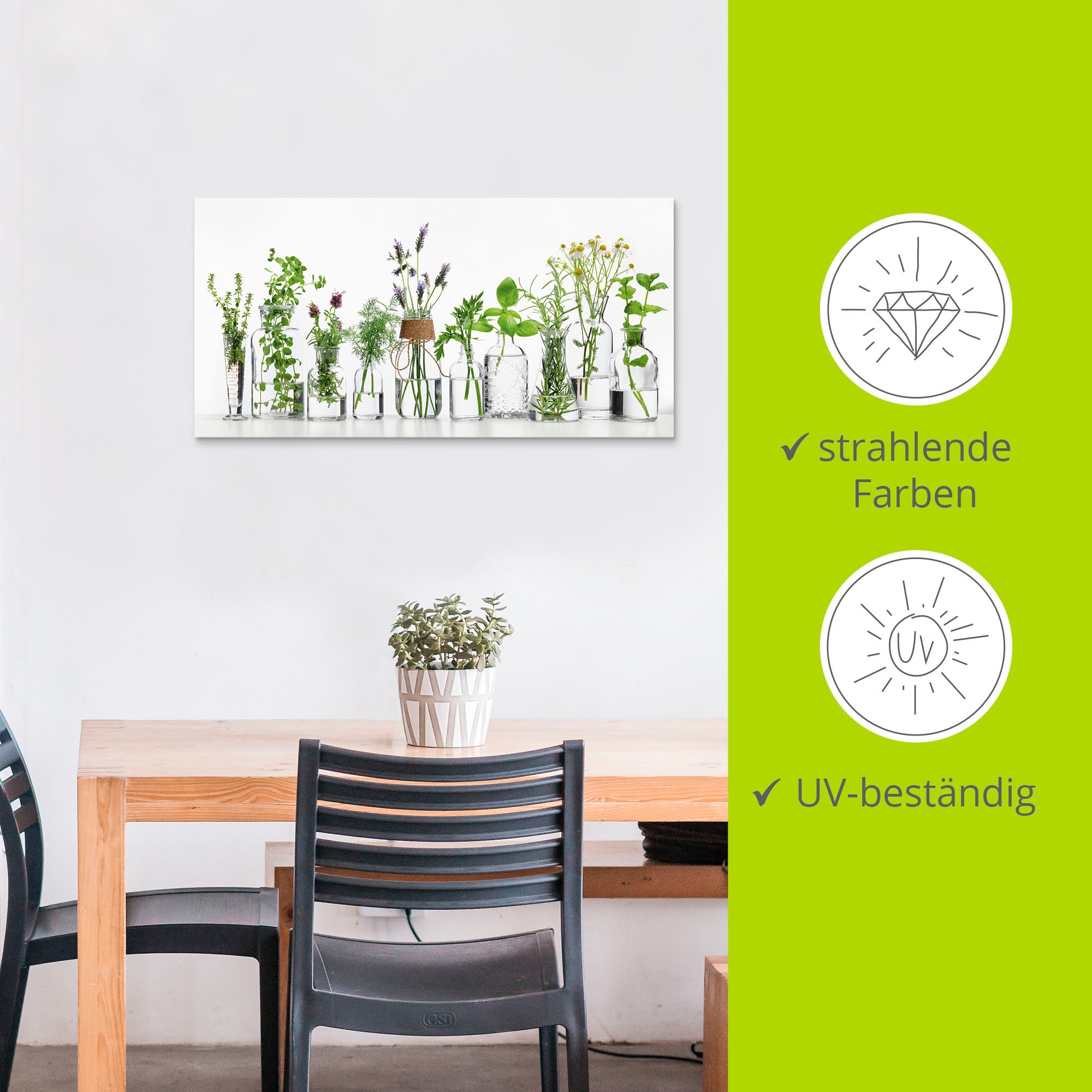Artland Wandbild »Öle mit Kräutern«, Kräuterbilder, (1 St.), als Alubild, Outdoorbild, Leinwandbild, Poster, Wandaufkleber