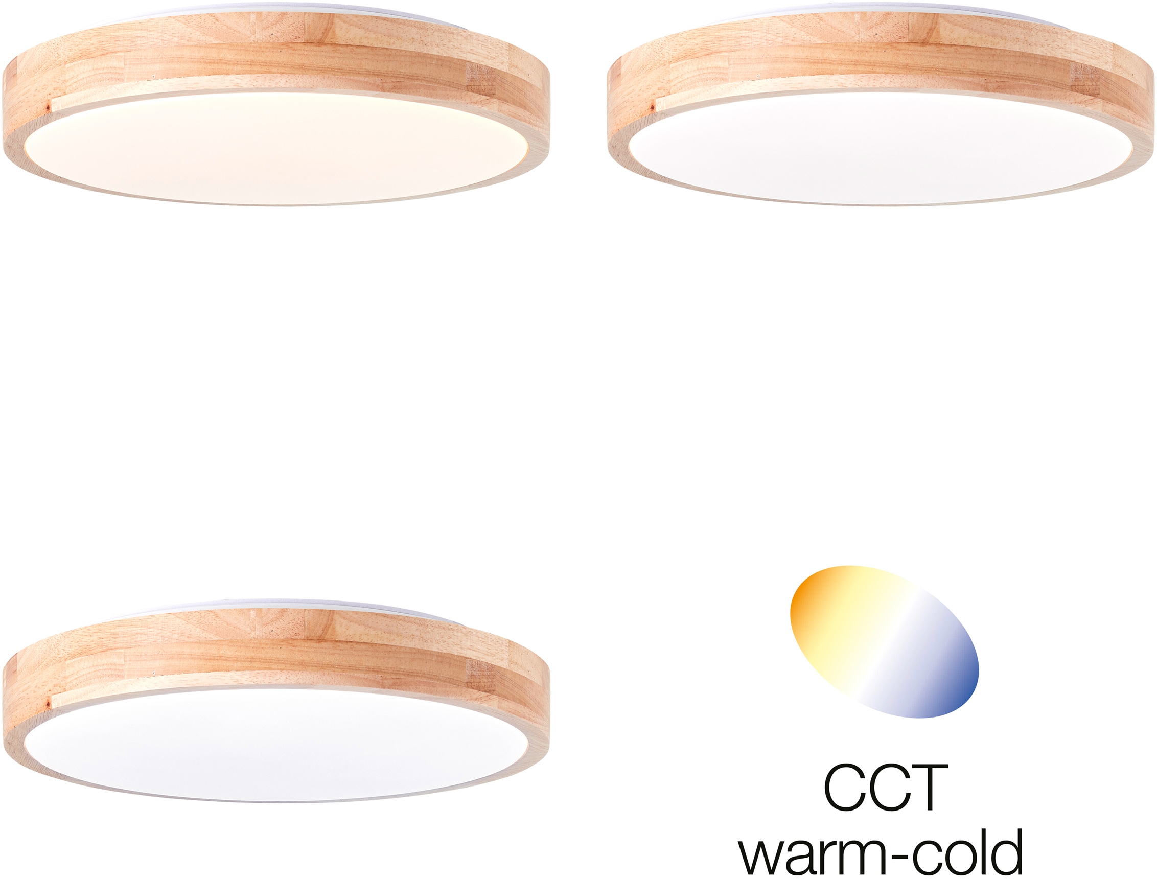 Brilliant LED Deckenleuchte »Slimline«, 1 flammig, Leuchtmittel LED-Modul | LED fest integriert, Ø 34 cm, CCT, 1300 lm, Metall/Holz/Kunststoff, holz hell/weiß