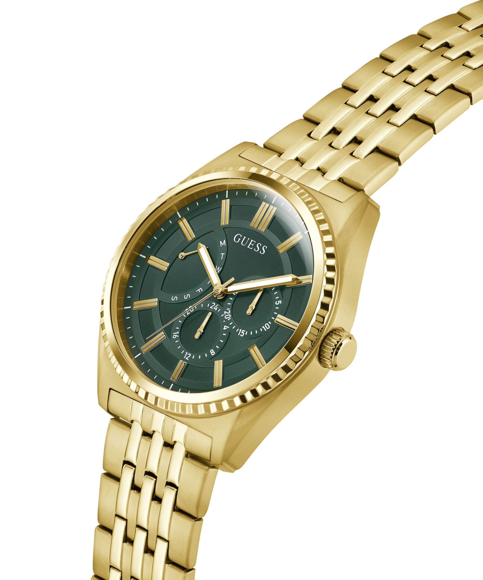 Guess Multifunktionsuhr »CAMDEN« Quarzuhr, Armbanduhr, Herrenuhr, Edelstahlarmband, analog, Wochentag