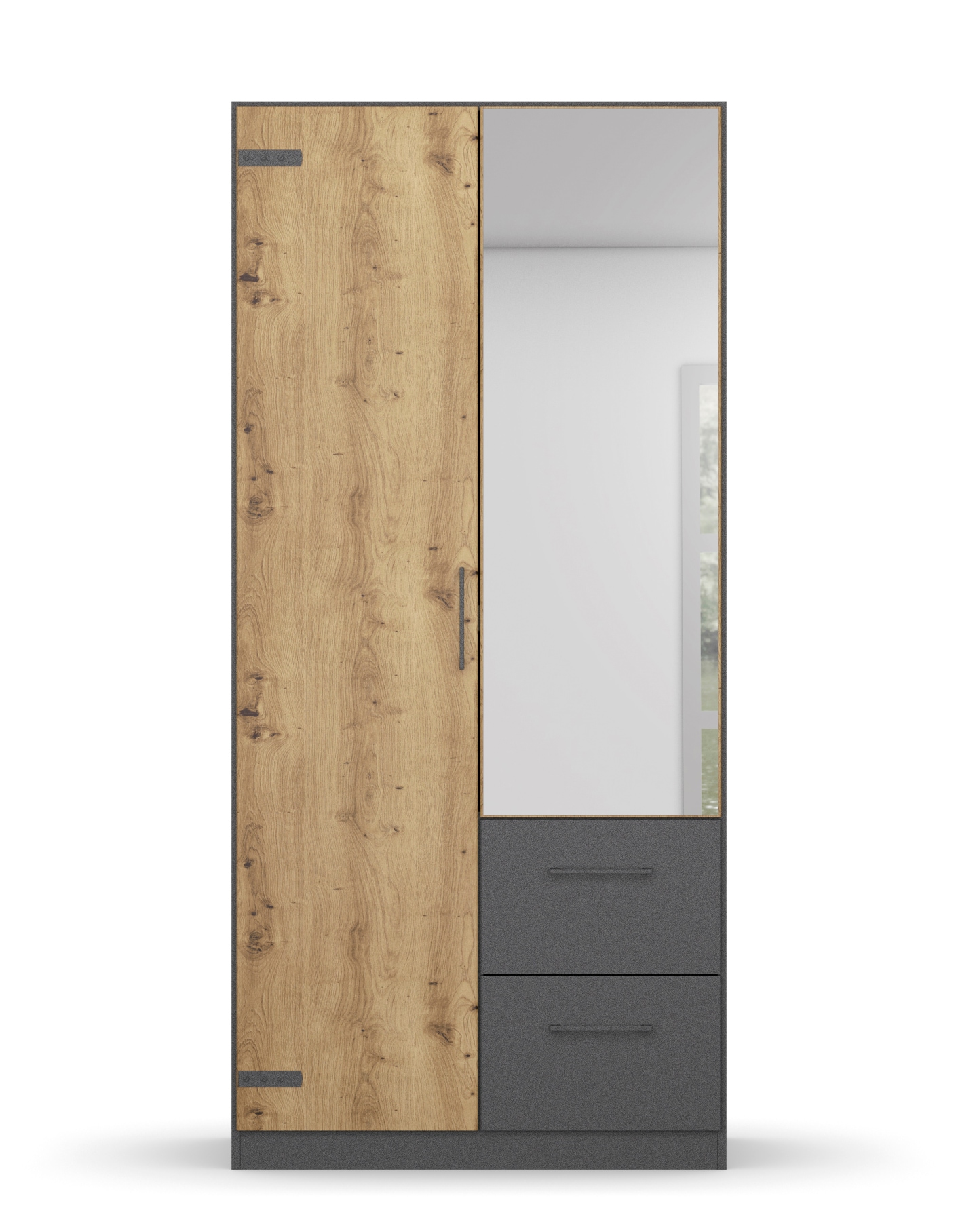 rauch Drehtürenschrank »Holmes«, im Industrial Style, mit Schubkästen, mit oder ohne Spiegel