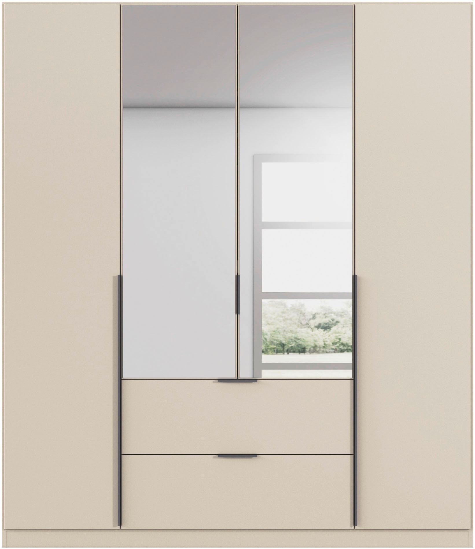 rauch Drehtürenschrank »Kleiderschrank Schrank Garderobe AGORDO mit Dekor- oder Hochglanzfront«, (in zwei Griff-Farben mit Dekor- oder Hochglanzfront), mit Außenschubkästen, in 6 Breiten und 2 Höhen MADE IN GERMANY