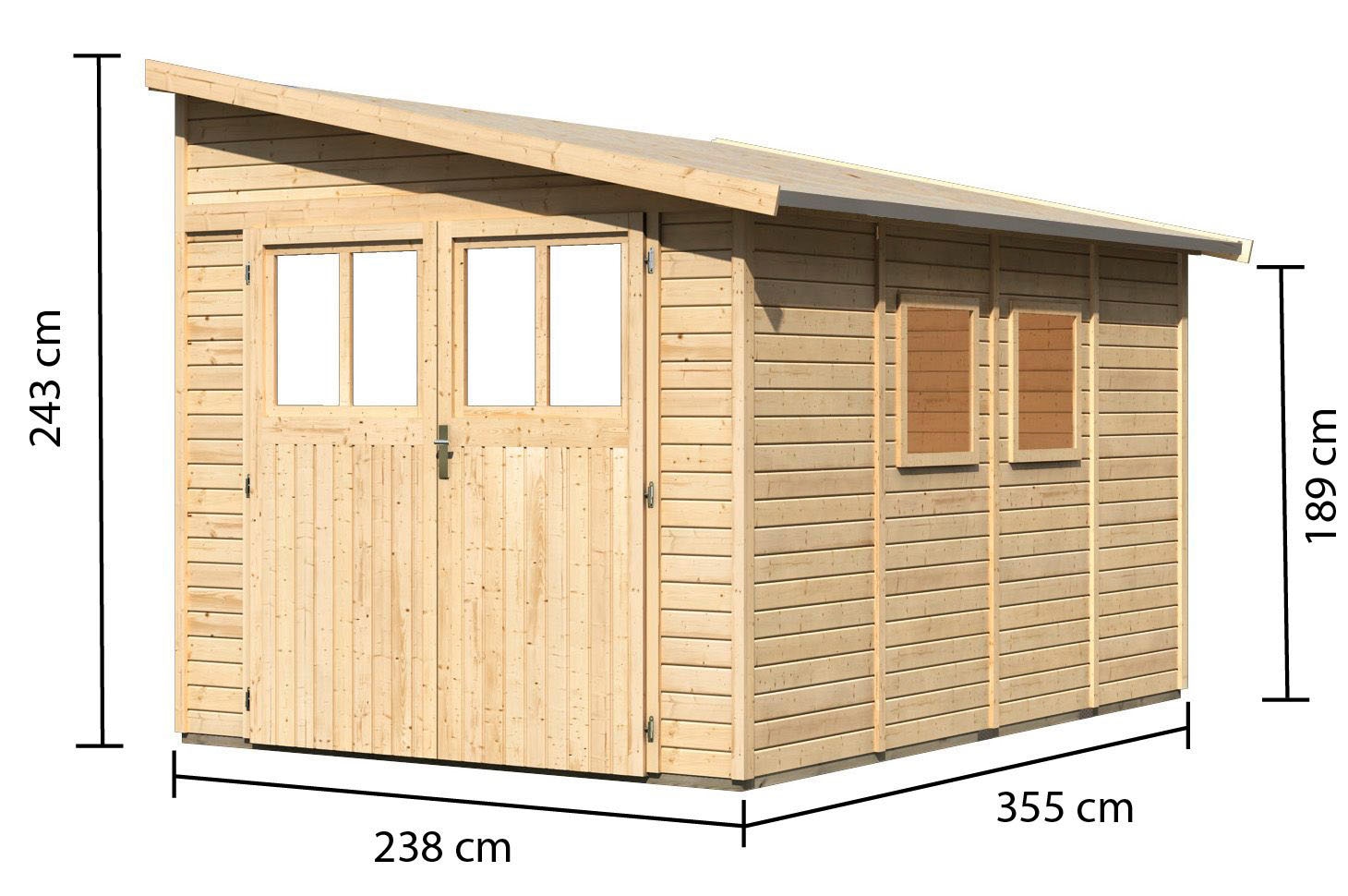 Karibu Gartenhaus »Bodensee 4«, naturbelassen oder terragrau