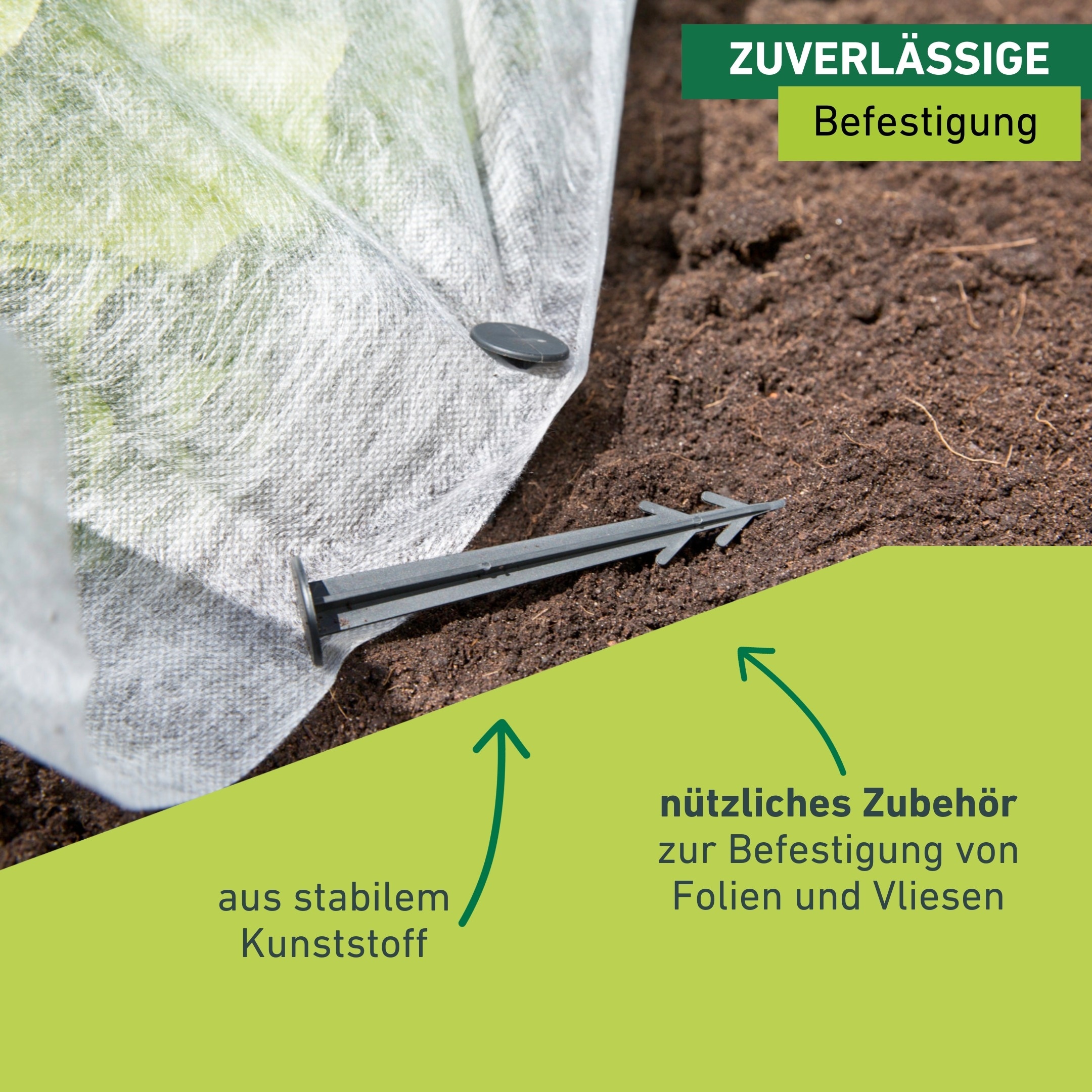 Windhager Gartenvlies »Hallterung wiederverwendbar mit Widerhaken, 10 Stk.« Packung, 10 Stk. tlg. Folien- und Vlieshalter, Kunststoff, 11,5 cm, schwarz