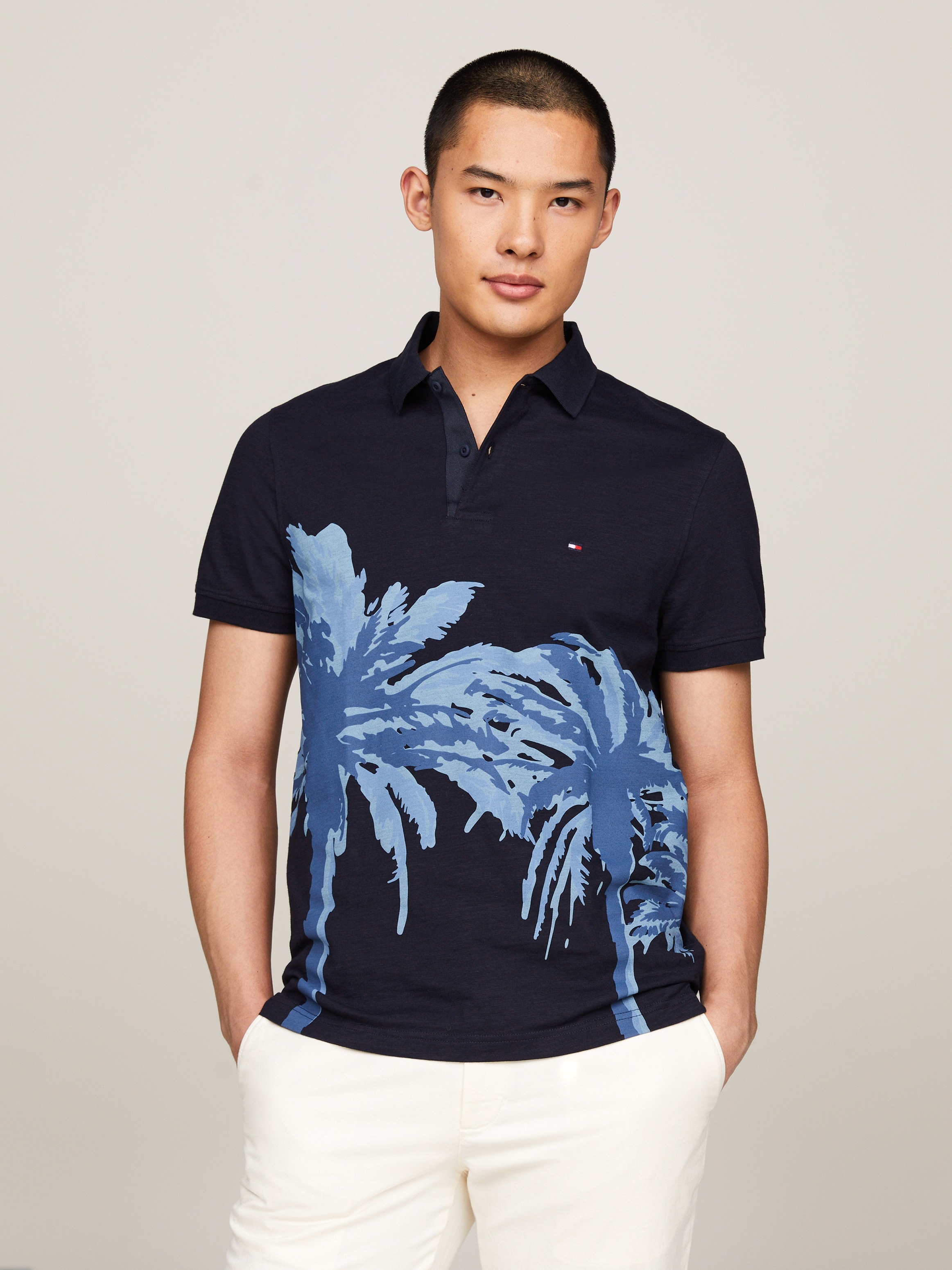 Tommy Hilfiger Poloshirt »PALM PLACEMENT PRINT REG POLO«, kontrastreicher Palmenprint