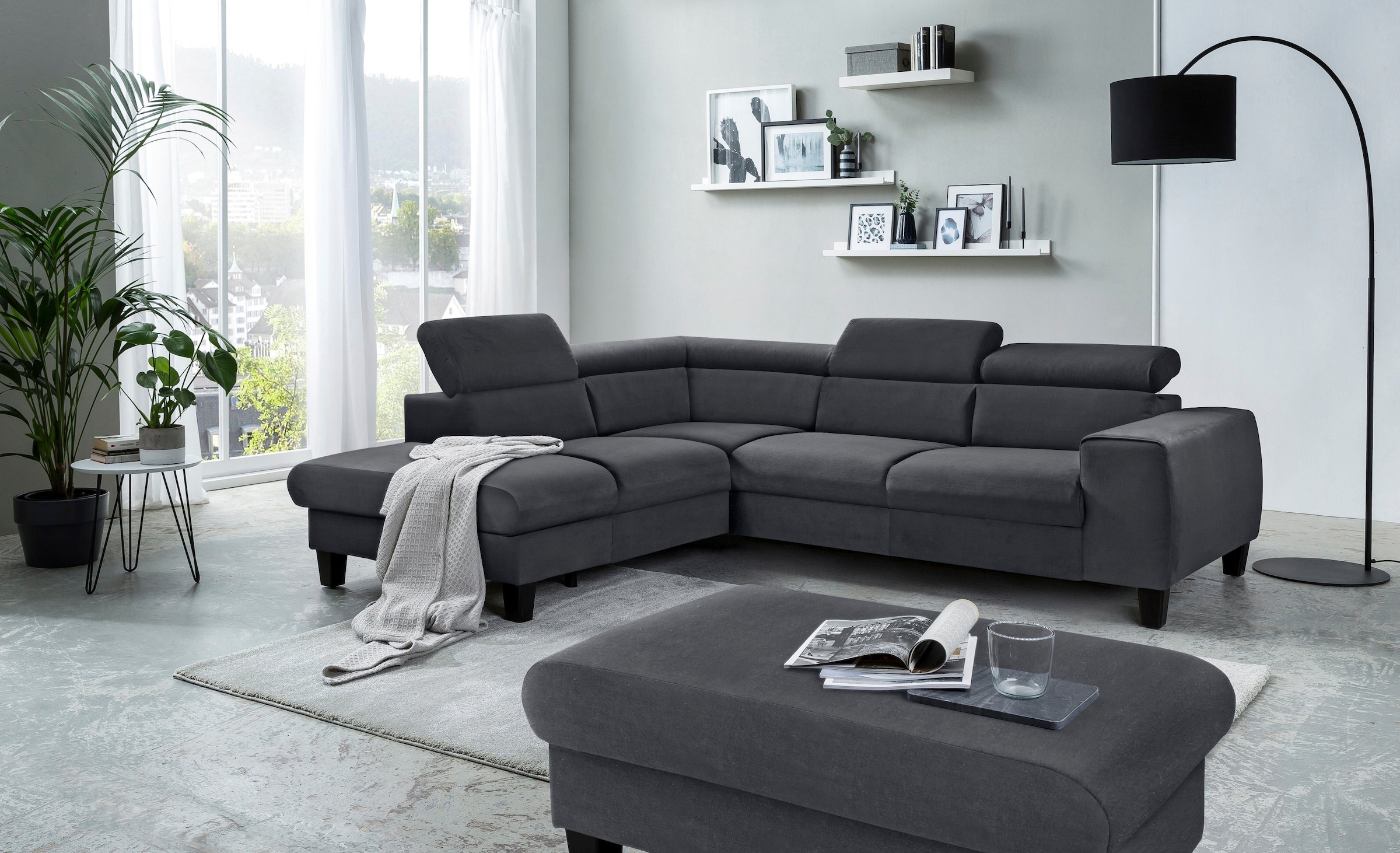 COTTA Polstergarnitur Morven, (Set), Set: bestehend aus Ecksofa und Hocker, günstig online kaufen