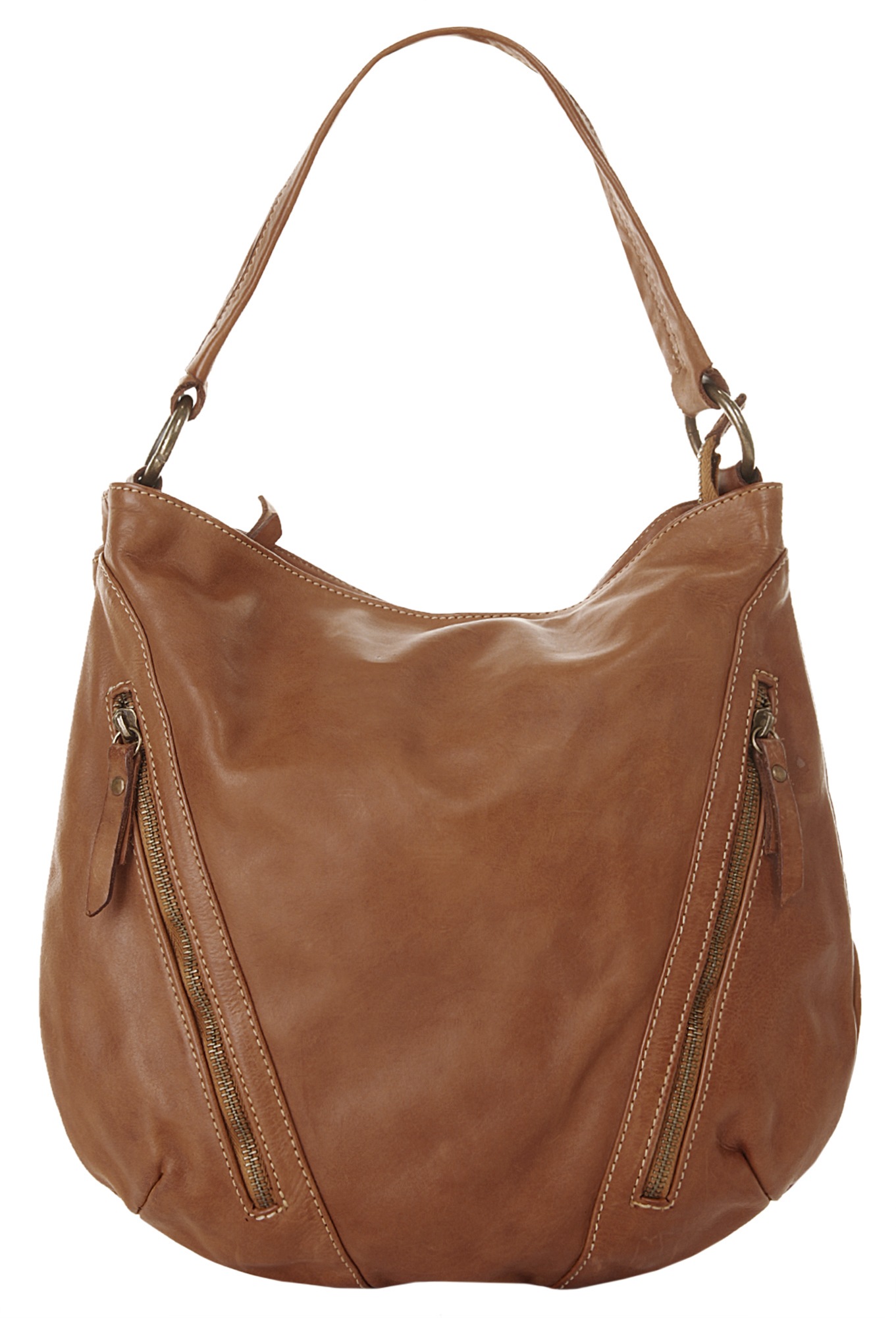 Cluty Damen Shopper echt Leder, Made in Italy braun