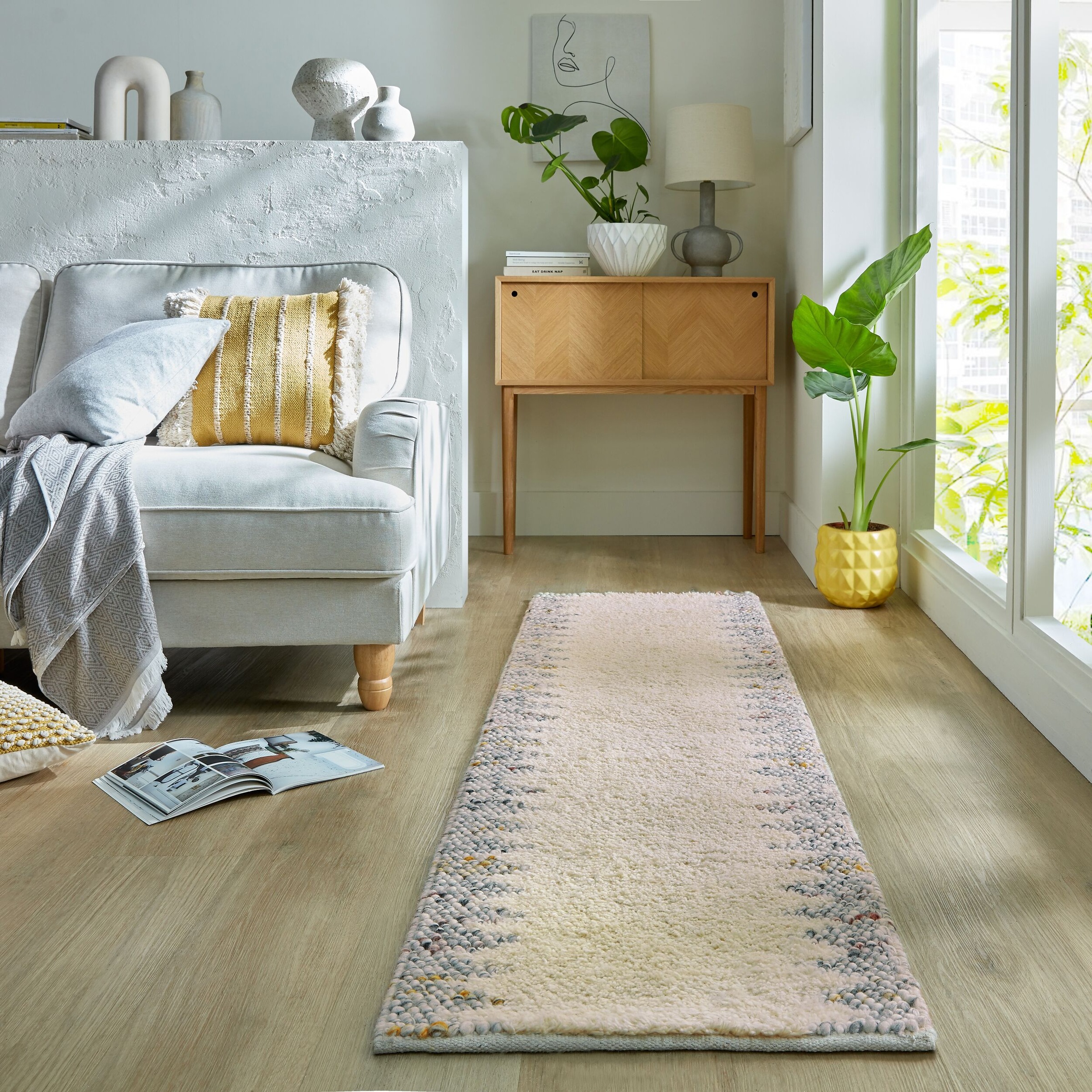 FLAIR RUGS Teppich »Minerals Border«, rechteckig, 3 mm Höhe, Mineralien-Wol günstig online kaufen