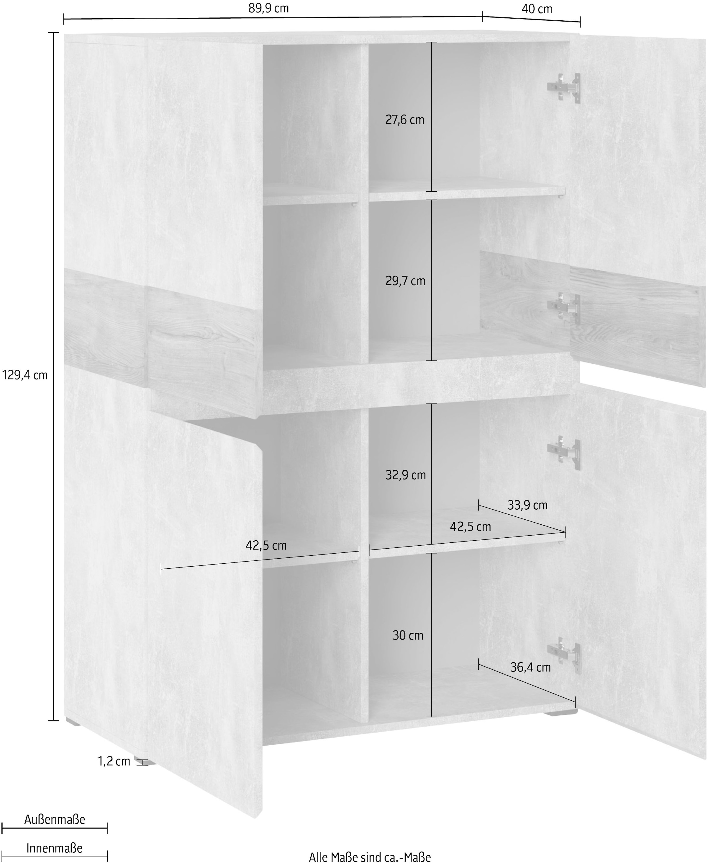 INOSIGN Highboard »Rimini«, Höhe 129 cm