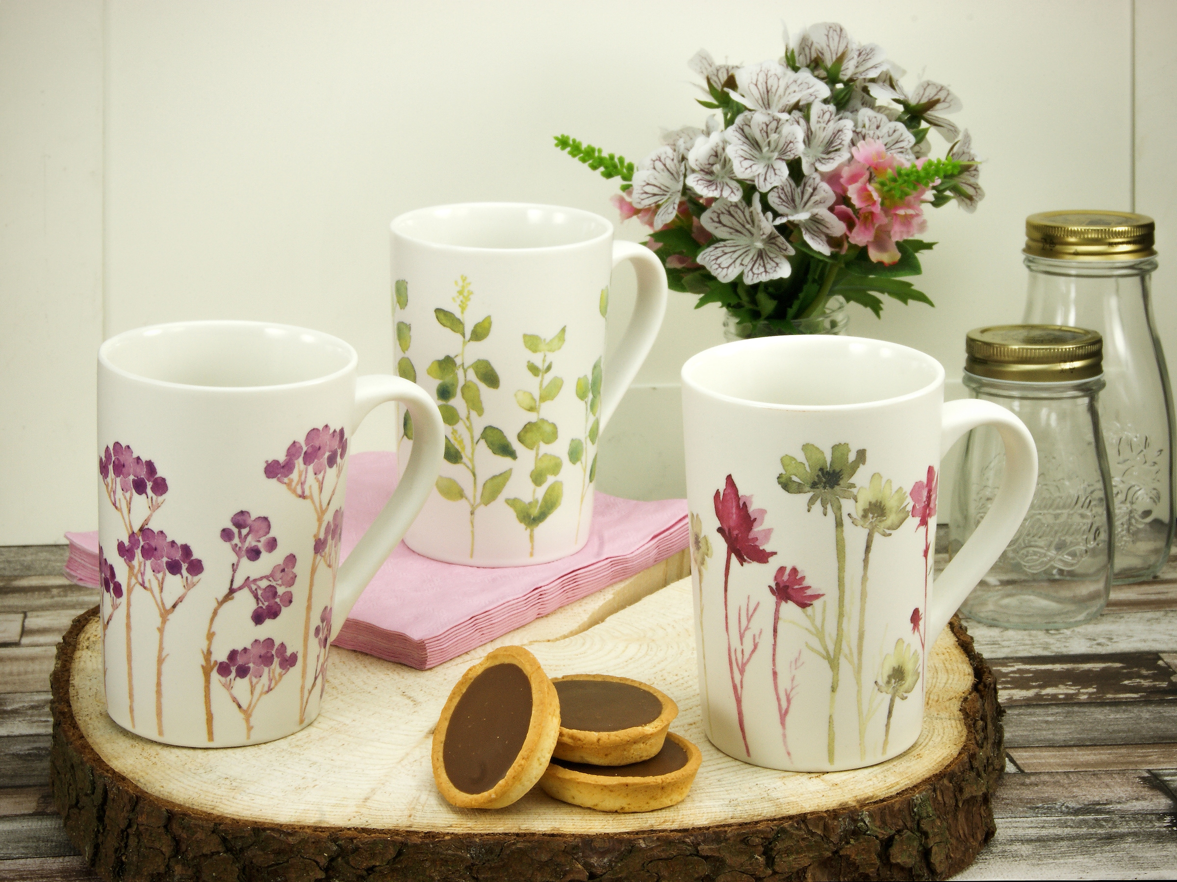 CreaTable Becher »Kaffeebecher Botanica«, (Set, 6 tlg.), Blumenmotive,  Tassen Set, 6-teilig auf Rechnung kaufen