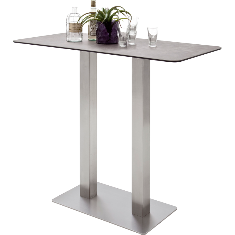 MCA FURNITURE Bartisch »Zarina« Bartisch mit Glaskeramik Tischplatte mit Edelstahl Gestell Mokka + Edelstahl + Mokka