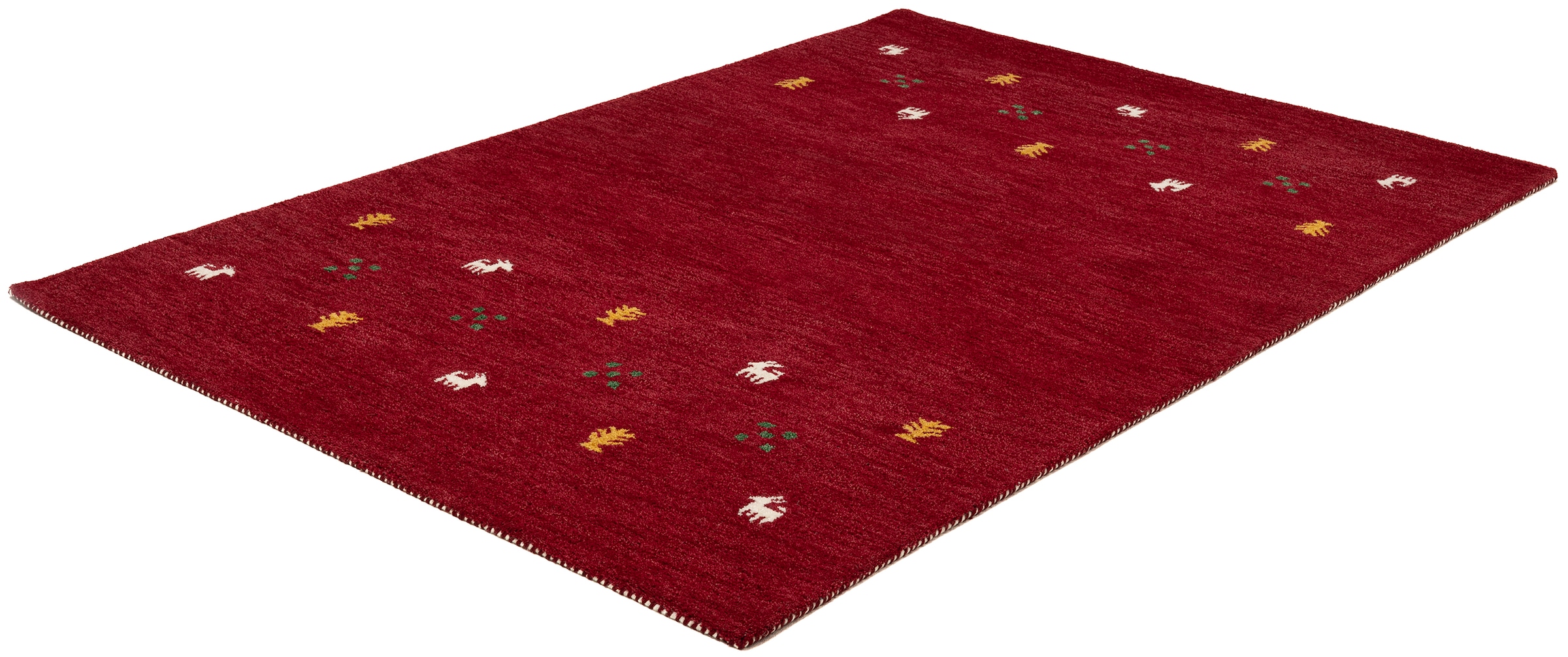 THEKO Wollteppich »Gabbeh Motiv, Handgefertigt, Teppich, Tiermotiv, reine Wolle« rechteckig 14 mm Höhe reine Wolle, Wohnzimmer, Schlafzimmer, Esszimmer