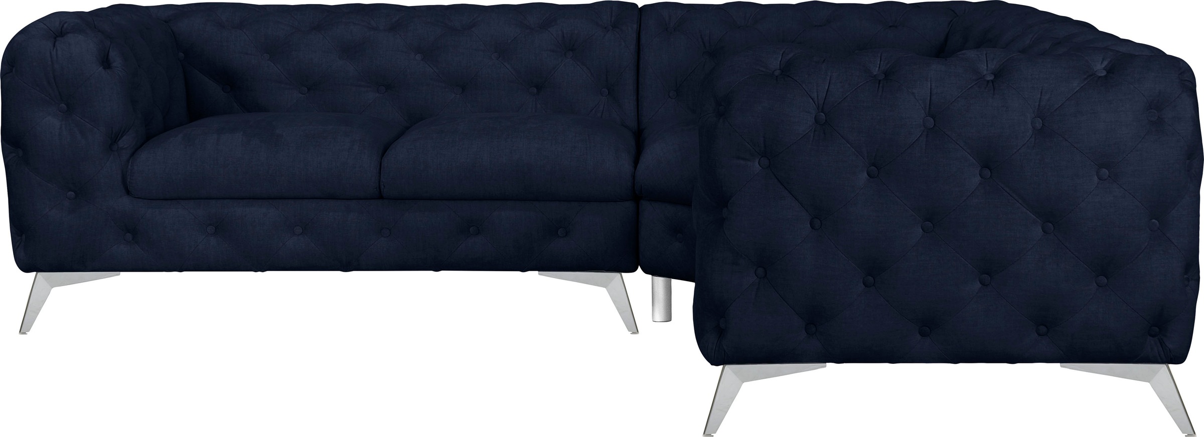 Leonique Chesterfield-Sofa »Ecksofa GLYNIS L-Form mit Wellenunterfederung, günstig online kaufen