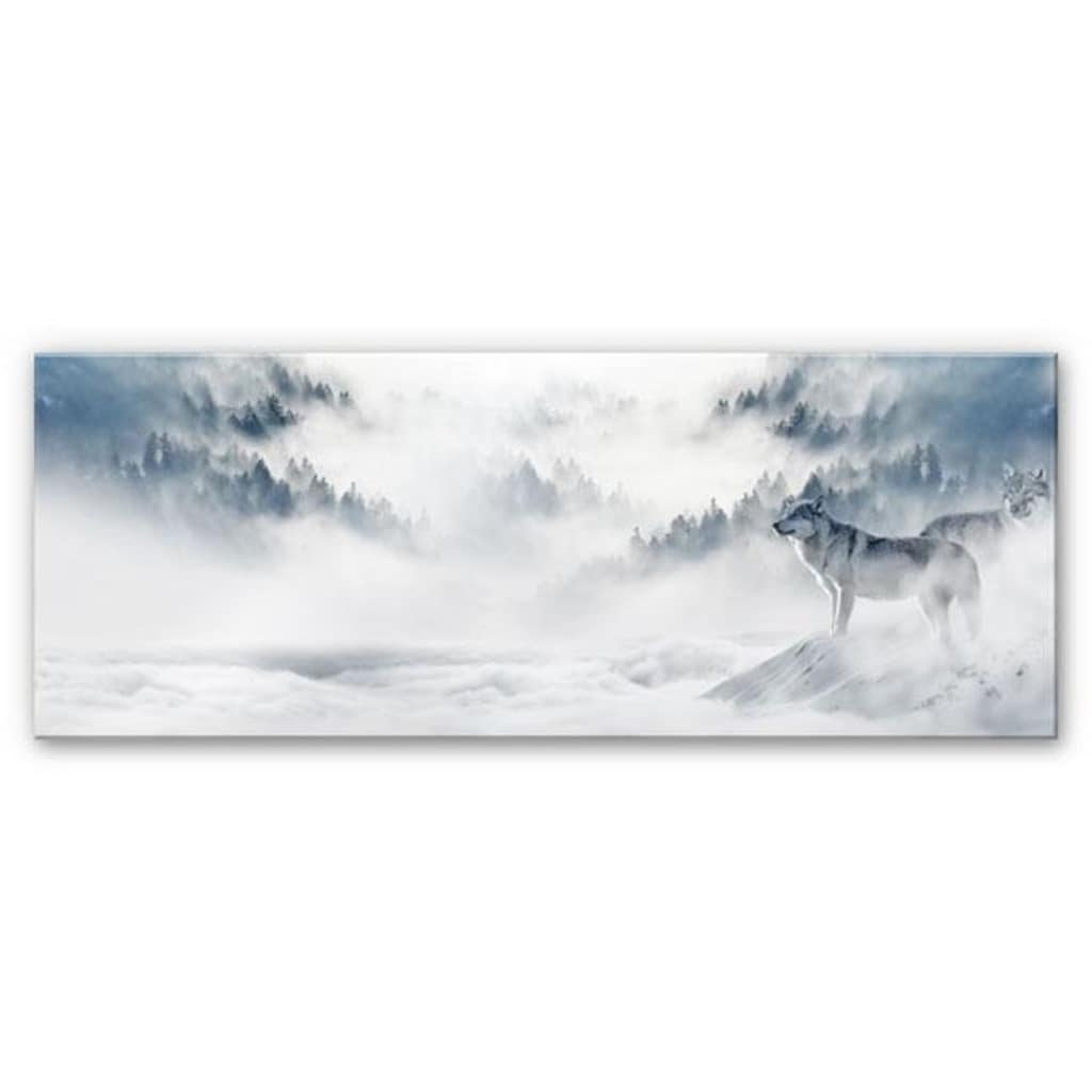 Wall-Art Acrylglasbild »Wölfe im Schnee Panorama«