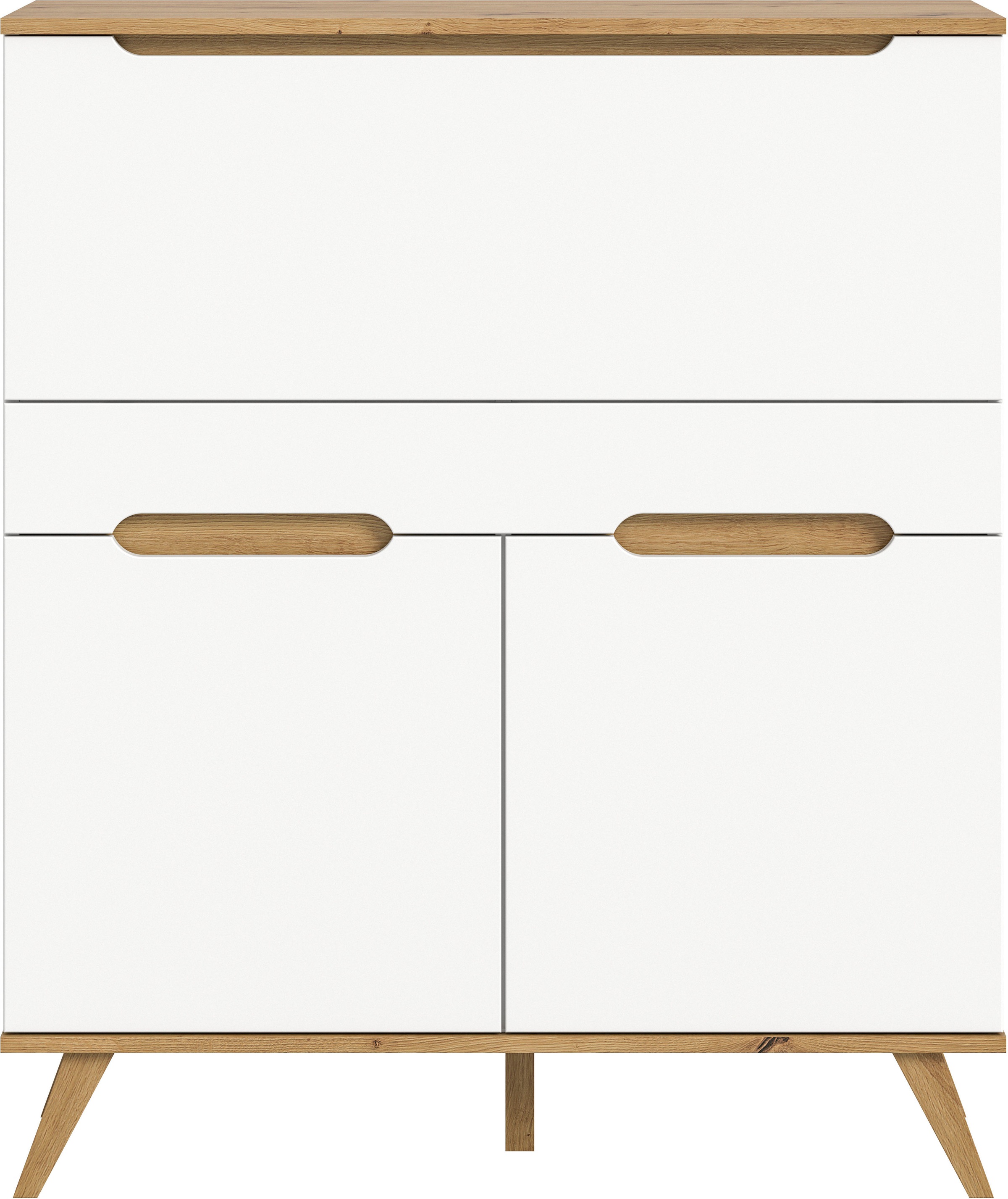 Home affaire Sekretär »Alesund, Höhe 118cm, 2 Türen, 1 Schubkasten,konischer Fuß, Scandi-Look«, Anrichte, Schrank, Kommode, Midischrank, Wohnmöbel, Wohnzimmer