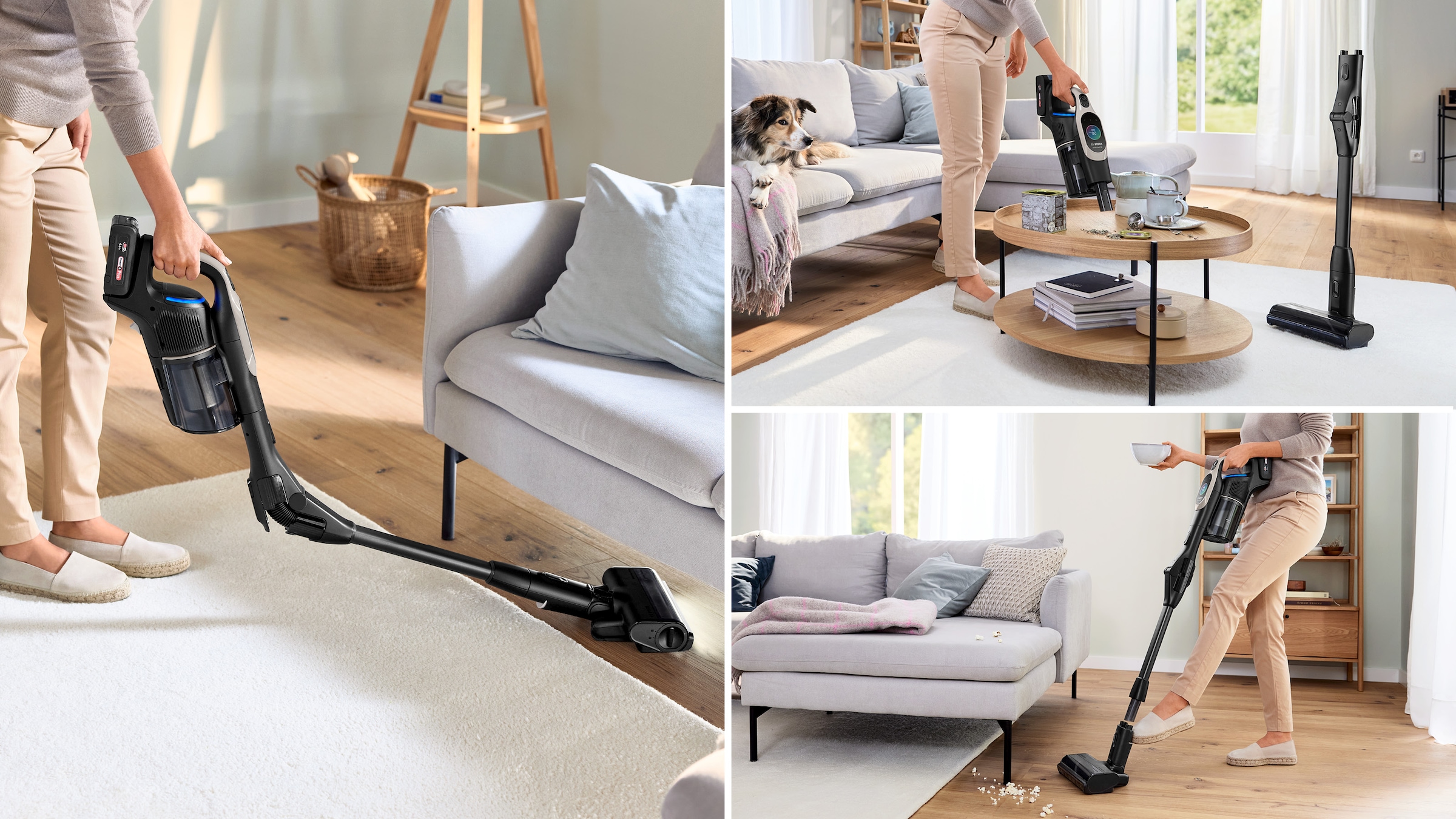 BOSCH Akku-Stielstaubsauger »Unlimited 10 BTS1042GQC, MicroClean™ Technology, 10 J. Motorgarantie«, Display, Knickrohr, HEPA-Filtersystem, Schnellladegerät, 2 Akkus, grau