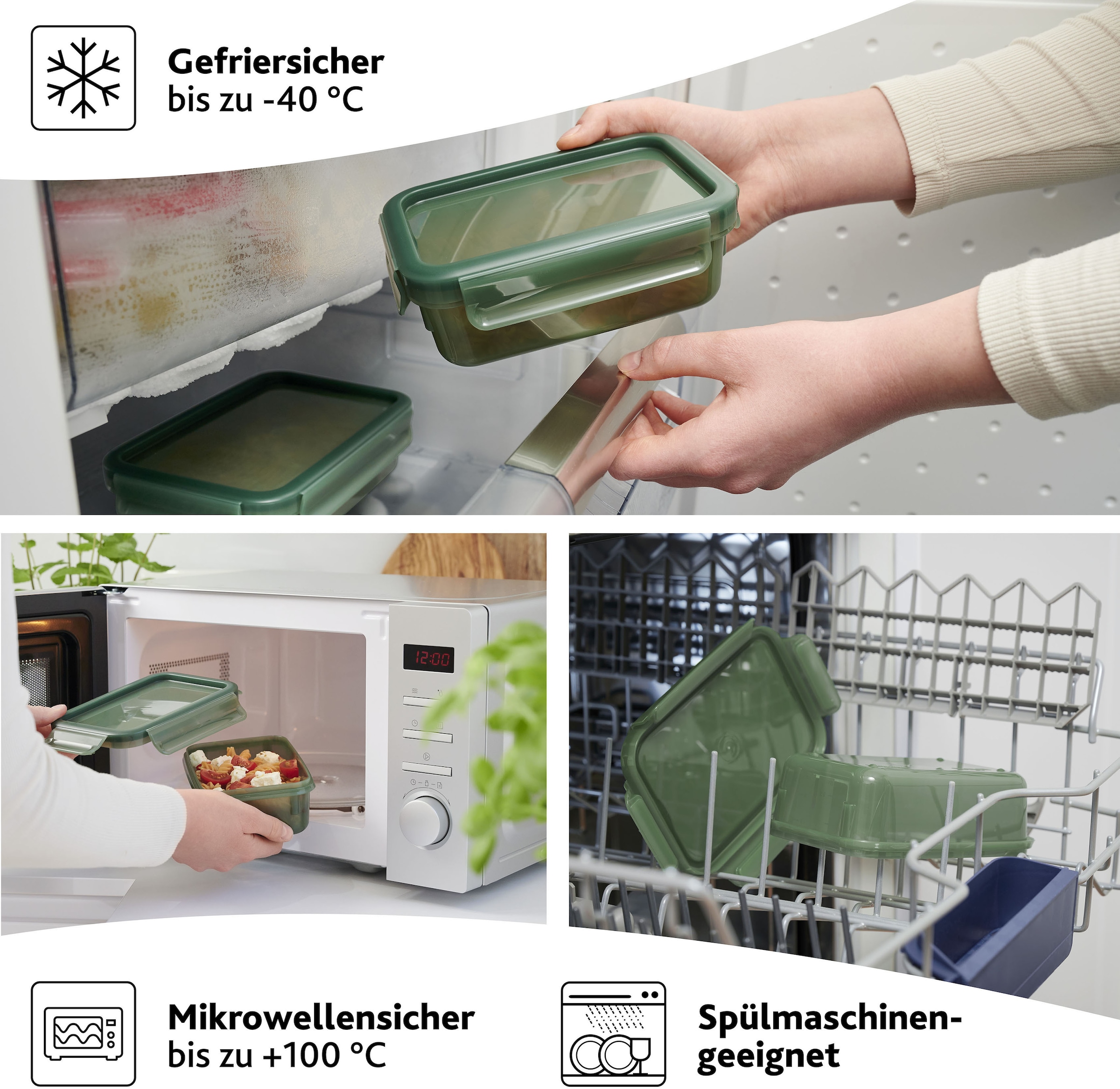 Emsa Frischhaltedose »N11706 Clip & Close Eco«, (Set, 4 tlg.), dicht/hygienisch/ mikrowellen-, gefriergeeignet