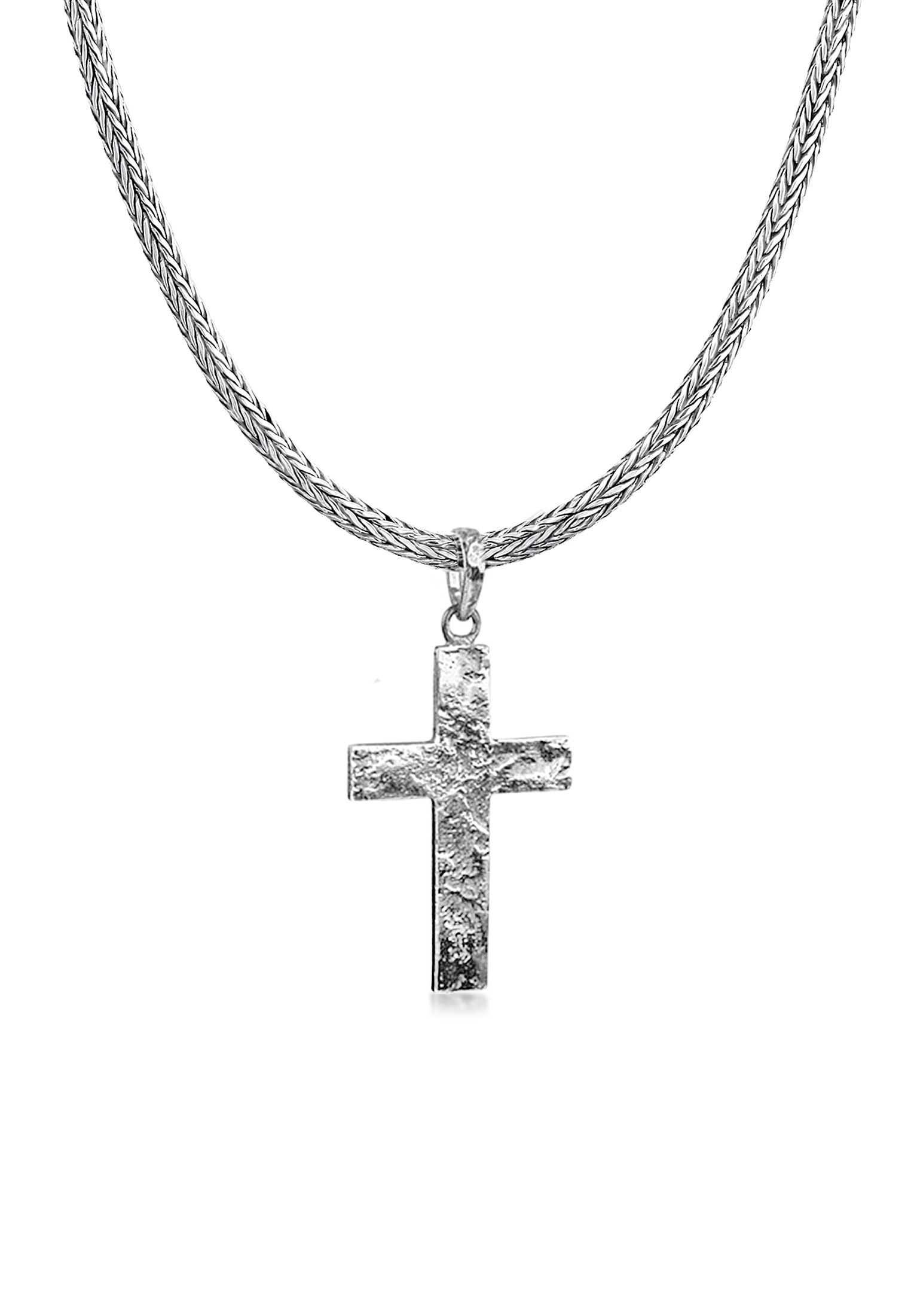 Silber« im Online-Shop Kreuz bestellen Anhänger »Herren mit Kuzzoi 925 Kette Gehämmert Zopfkette