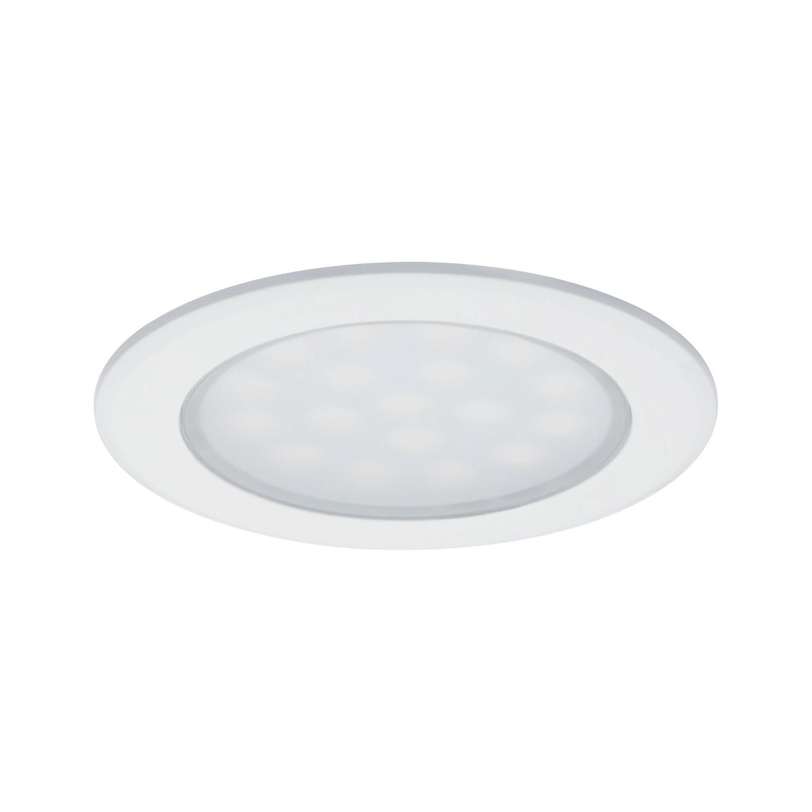 Paulmann Unterschrankleuchte »Möbel EBL Set rund LED 2x2,5W 6VA 230/12V 3000K Weiß matt/Alu«, 2 flammig, LED Möbel Einbauleuchten Set