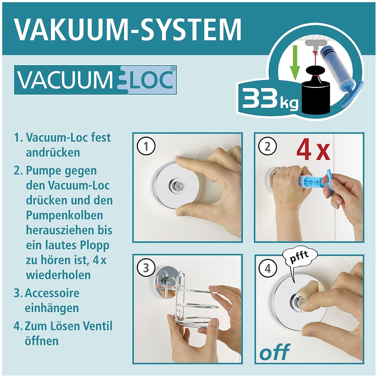 WENKO Wandhaken »Vacuum-Loc®«, ohne Bohren