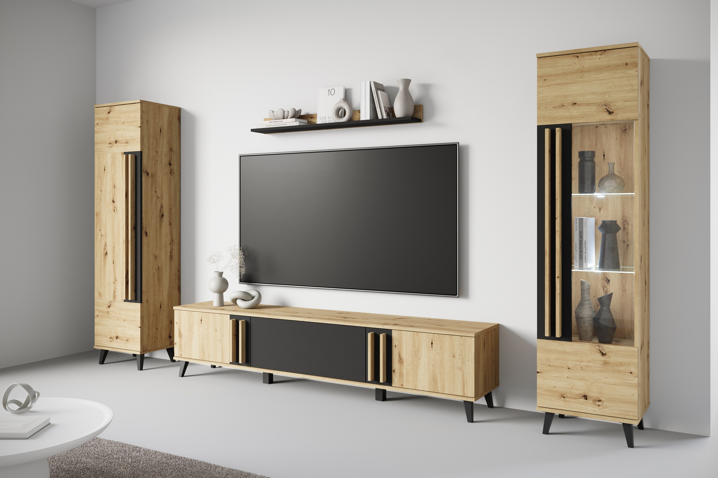 INOSIGN Wohnwand »Helsinki, Modernes Set mit verglaster Vitrine«, (Komplett günstig online kaufen