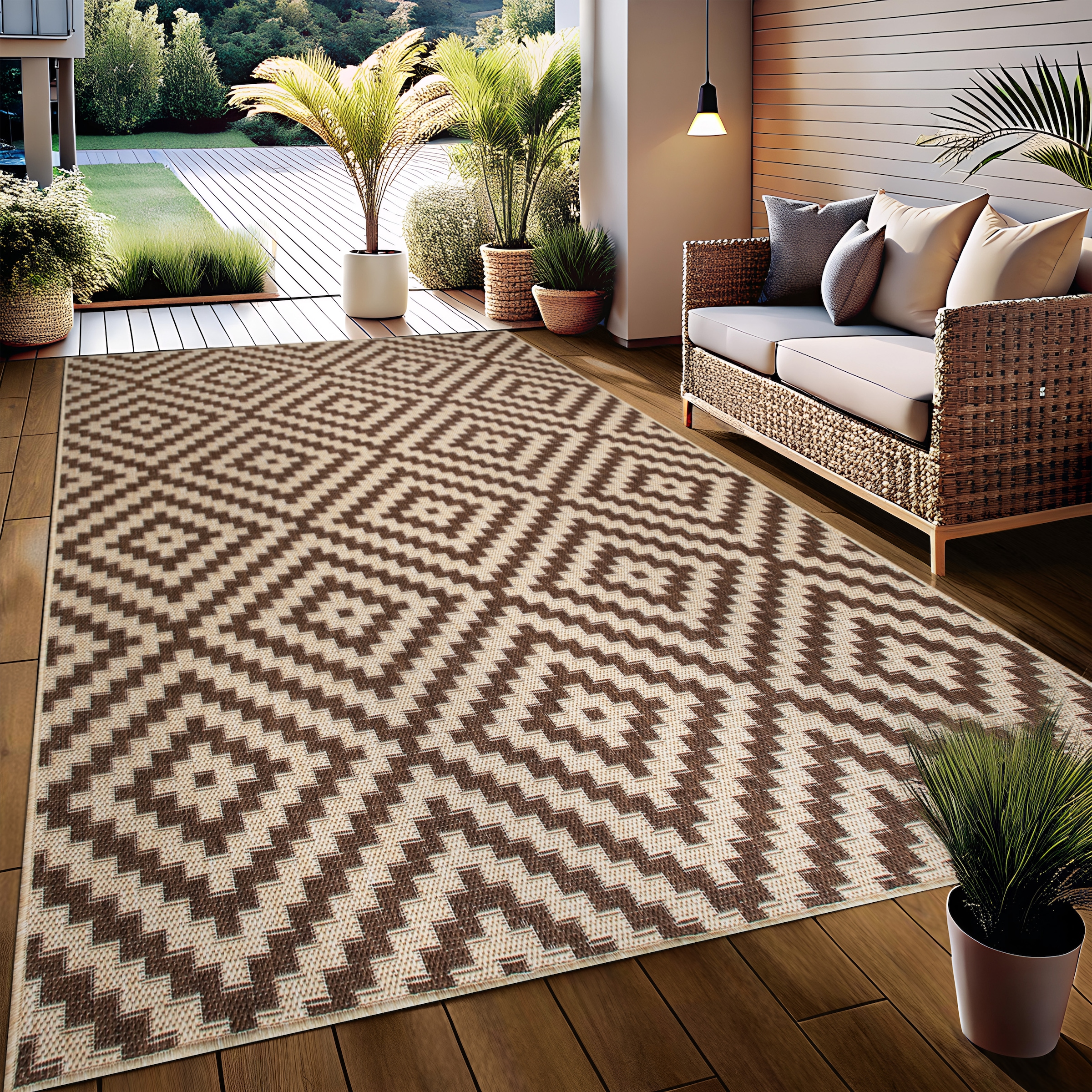 my home Teppich »Cordoba auch als Läufer erhältlich«, rechteckig, 3 mm Höhe, In- und Outdoor geeignet, Sisal-Optik, Wetterfest & UV-beständig, Boho