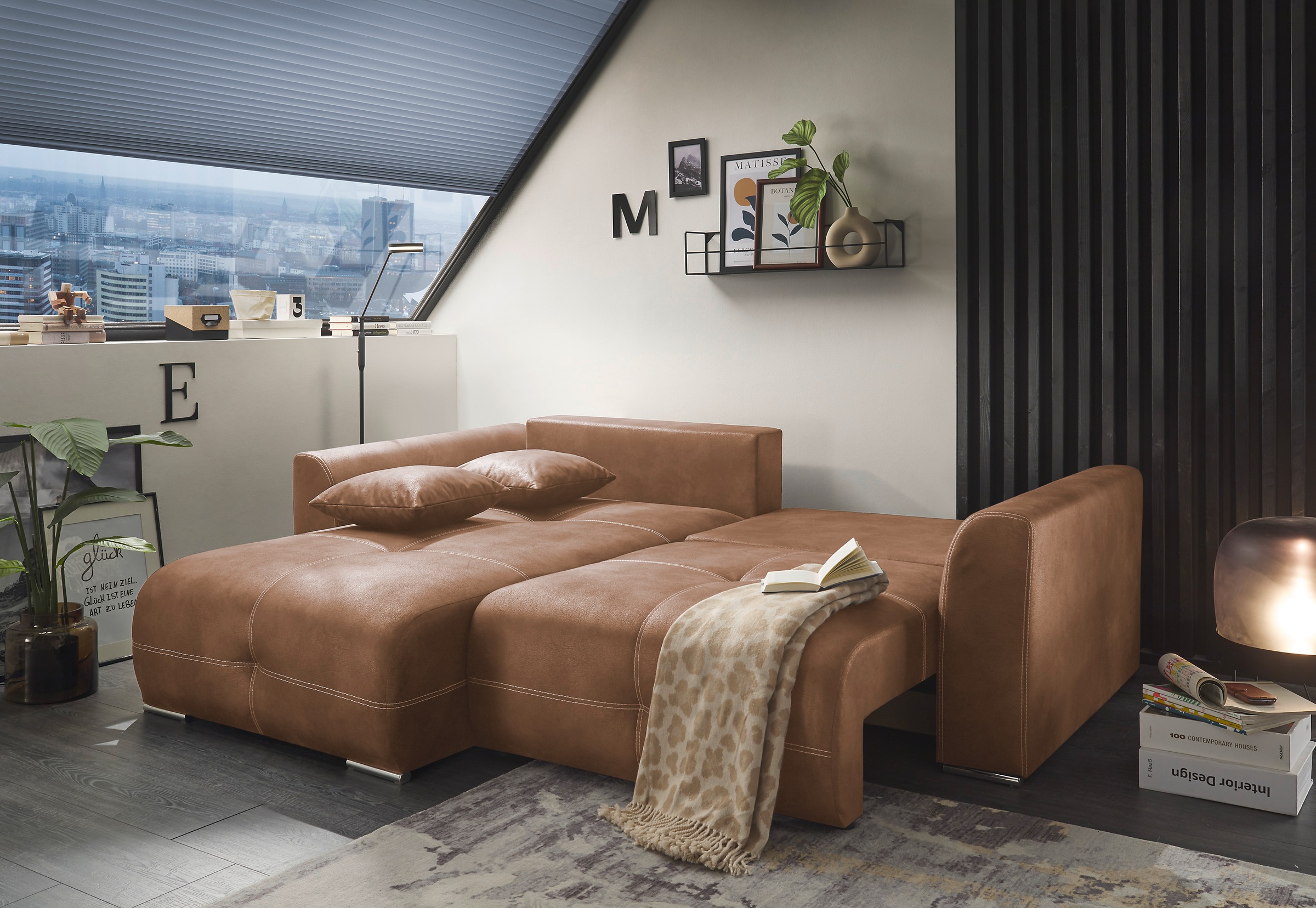 ED EXCITING DESIGN Ecksofa »Dolan L-Form«, mit Bettfunktion, Bettkasten & 2 günstig online kaufen