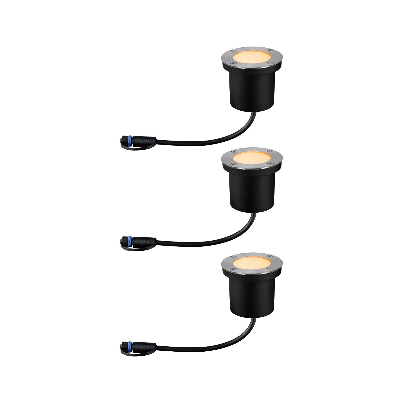 Paulmann LED Einbauleuchte »Plug & Shine Floor Basisset IP67 2200K 3x4,5W Anthrazit«, 3 flammig, Bodeneinbauleuchte, Insektenfreundlich
