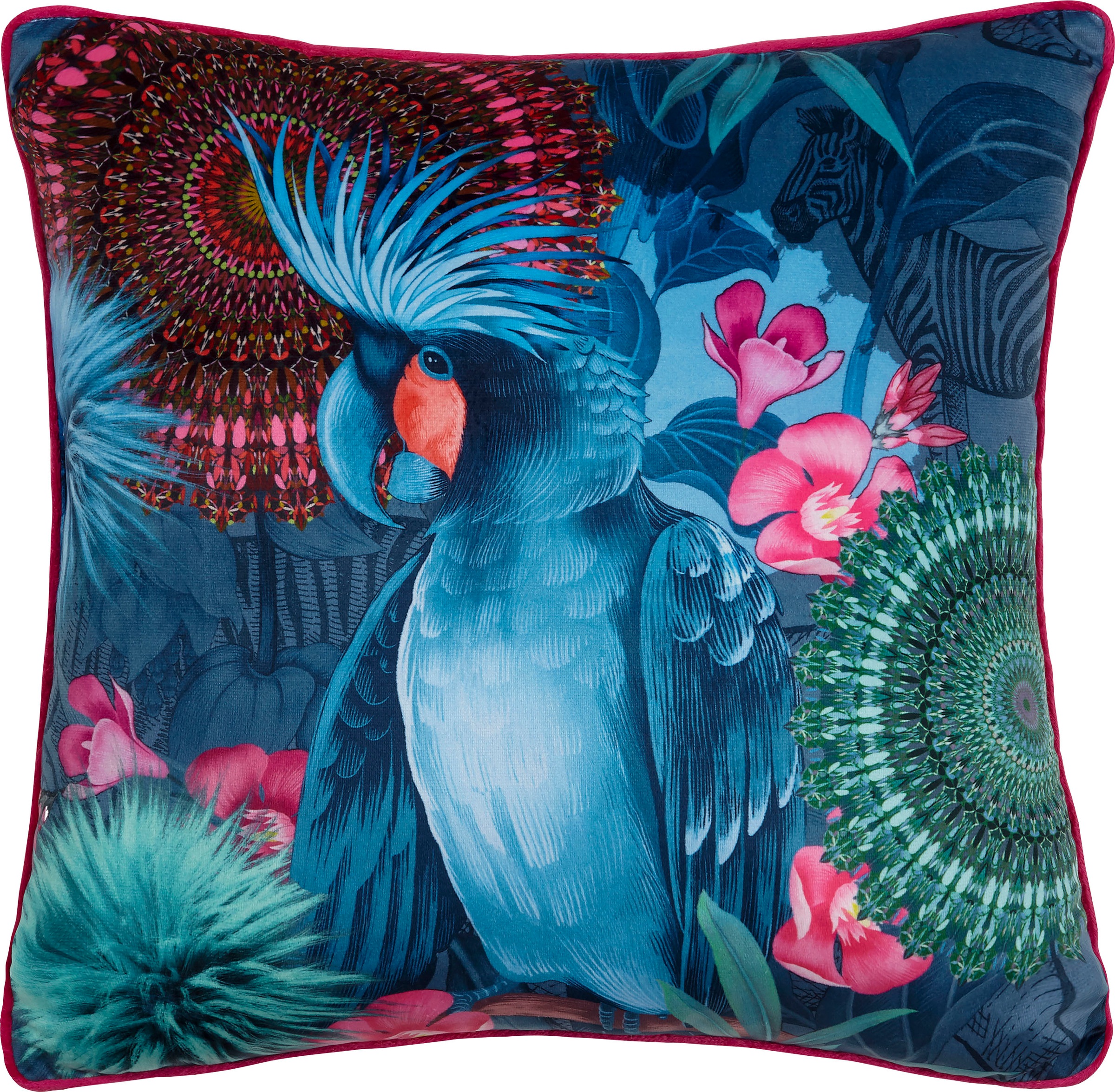 hip Dekokissen »Ofelia«, Mit Füllung, 1 Stück, Biese, 30x60, Wendeoptik, Weich, Papagei, Blau