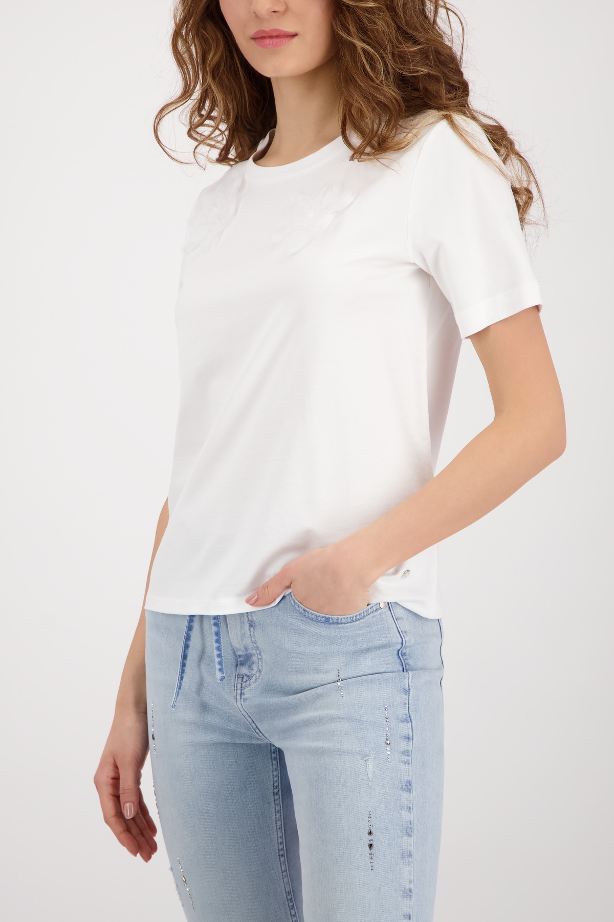 Monari T-Shirt »Shirt 3D Blume« Regular fit mit 3D-Blumen