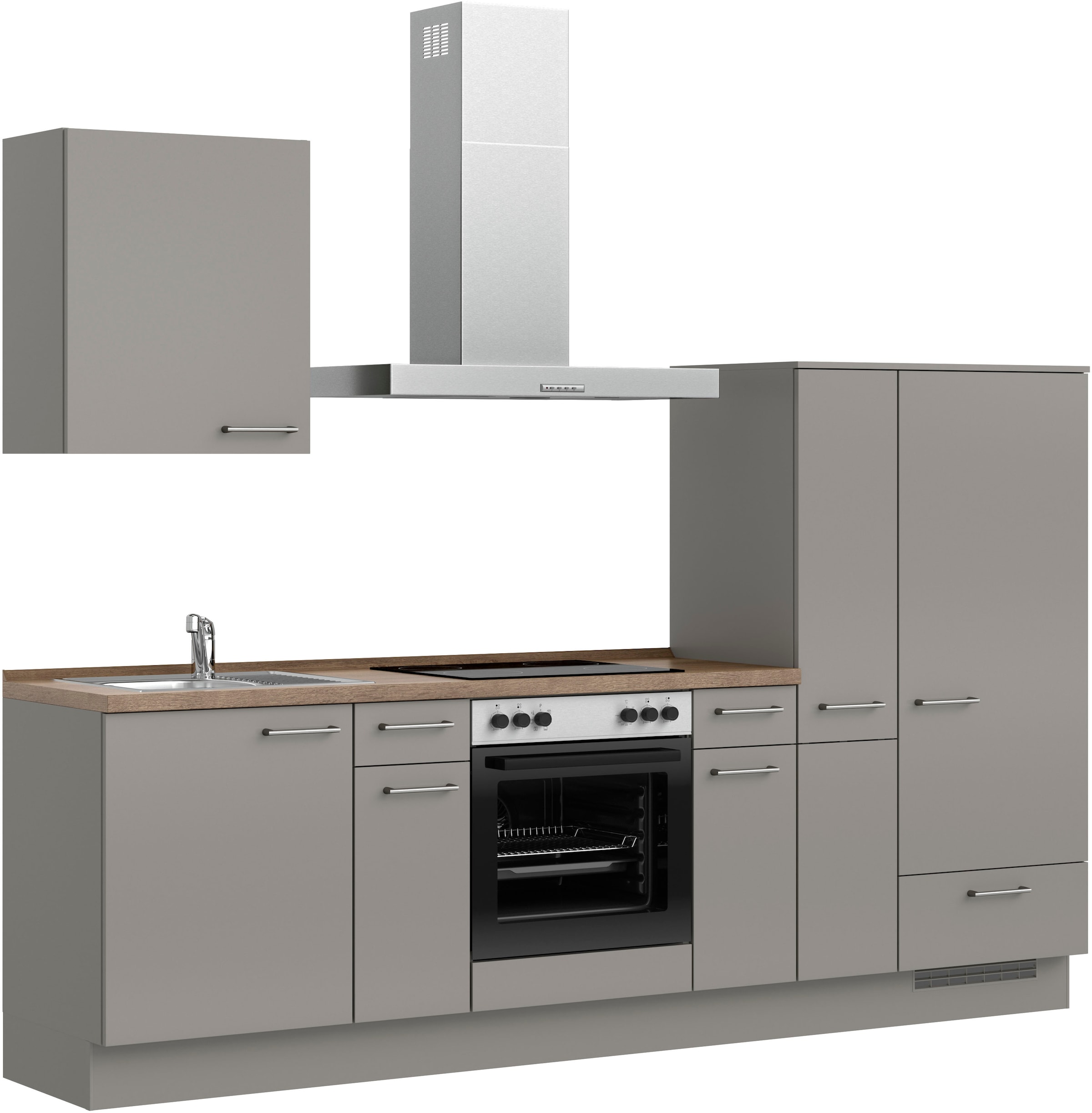 nobilia® Küchenzeile »"Laser I", Ausrichtung wählbar, Breite 270 cm« vormontiert, wahlw. mit unterschiedlichen E-Geräten-Sets